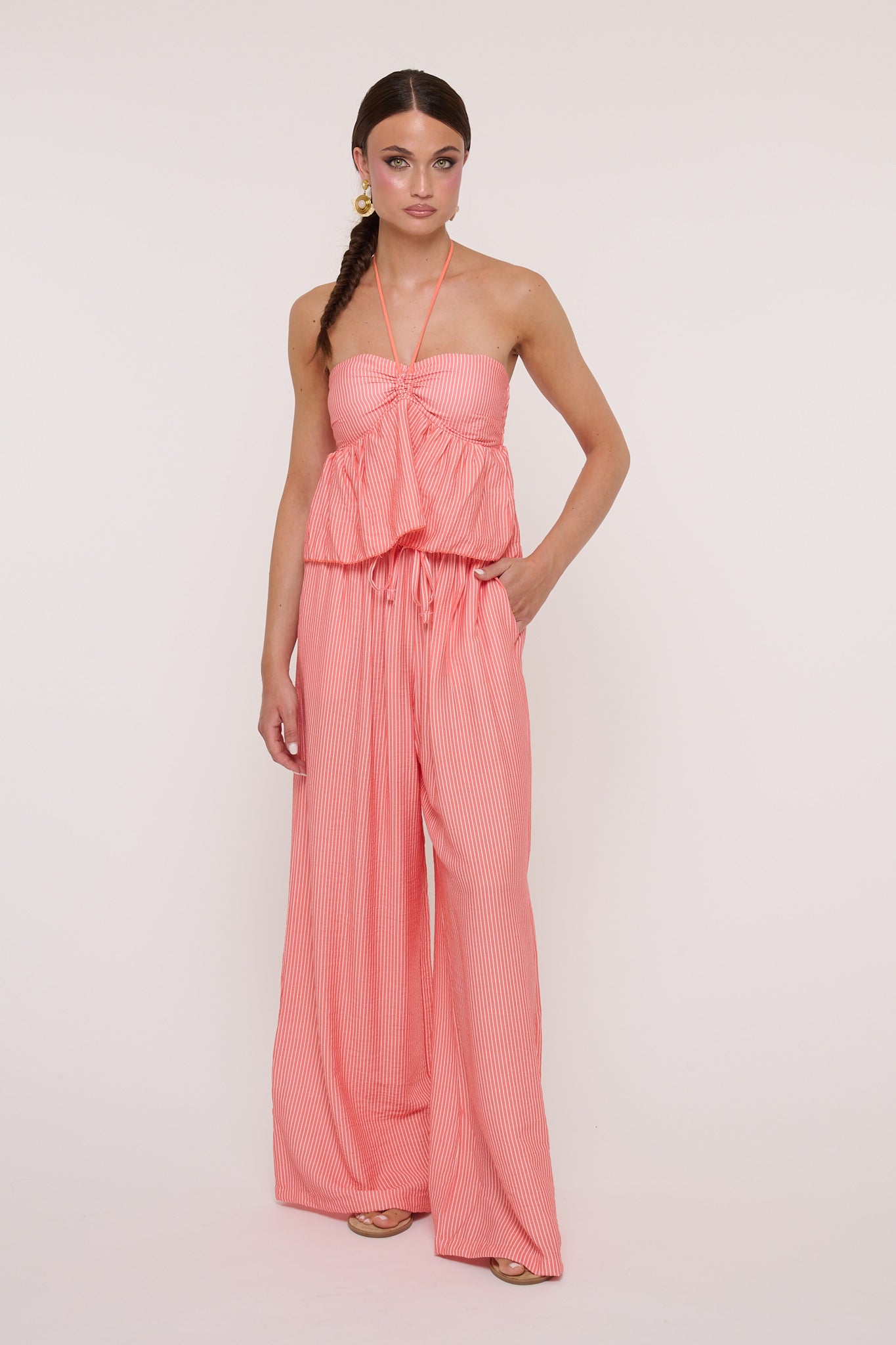 Coordinato ‘SUNDAY’ a righe Rosa