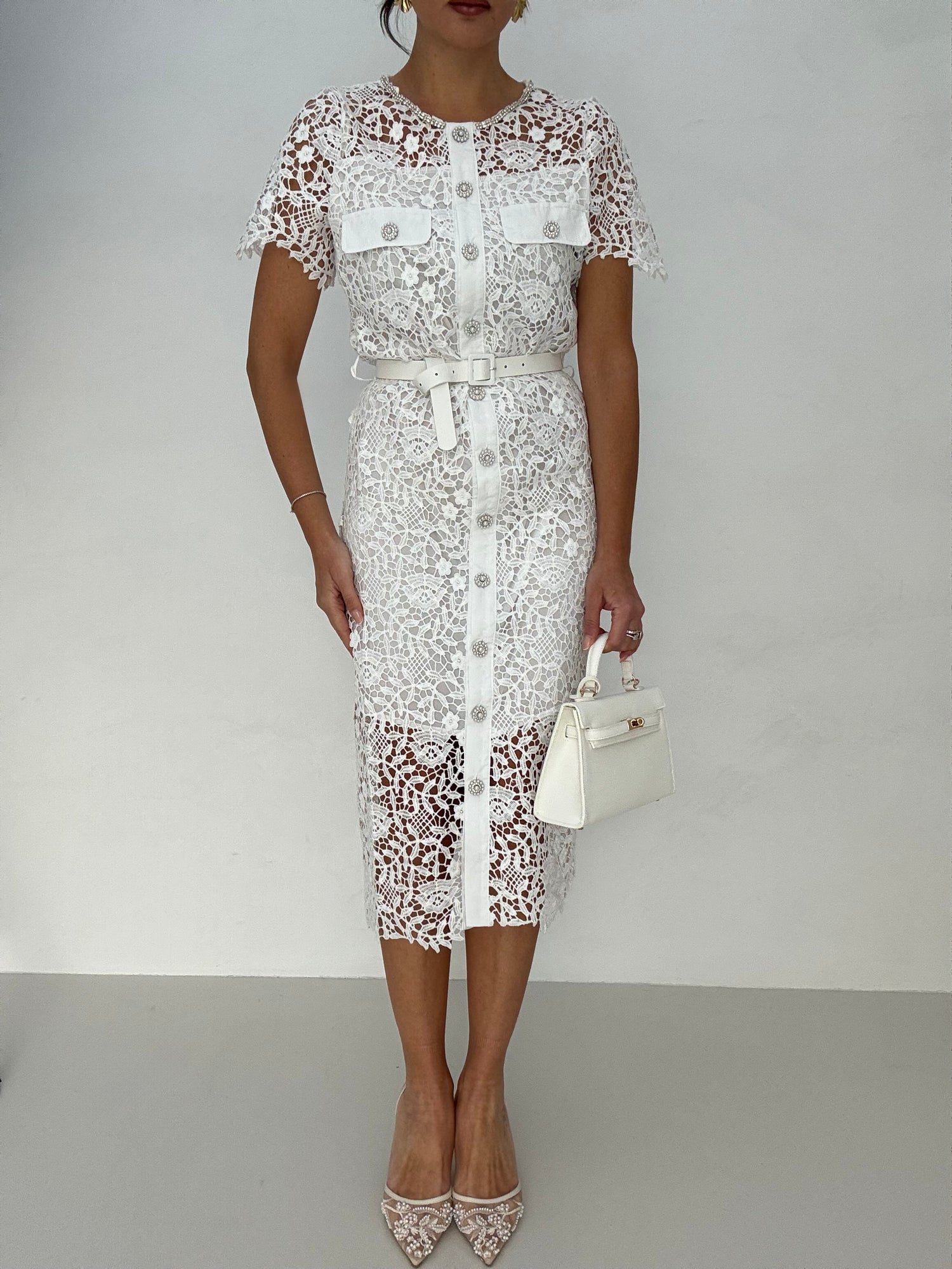 Abito ‘DAPHNE’ in pizzo Bianco