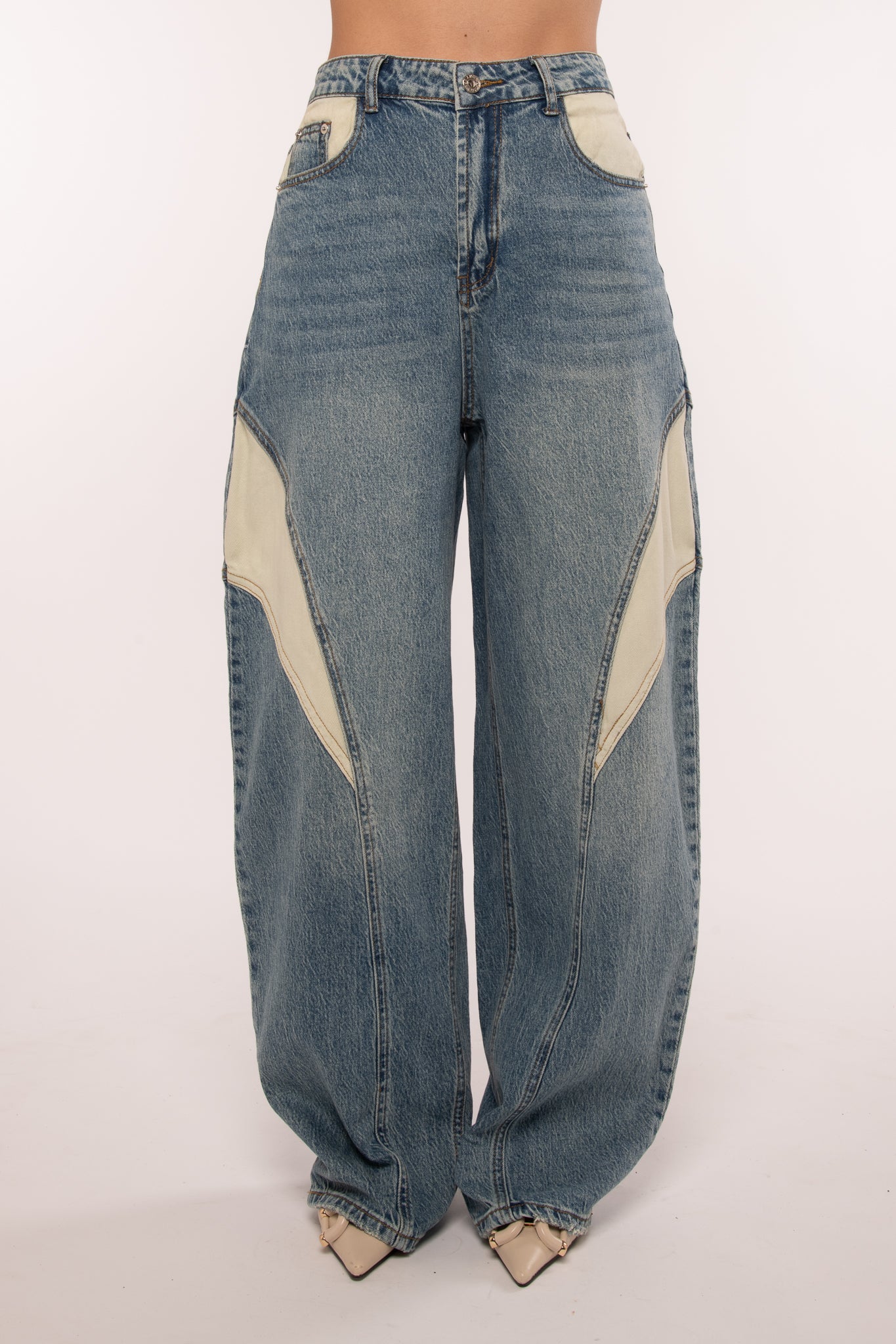 Jeans ‘BALLON DETTAGLI PANNA’ Denim Medio