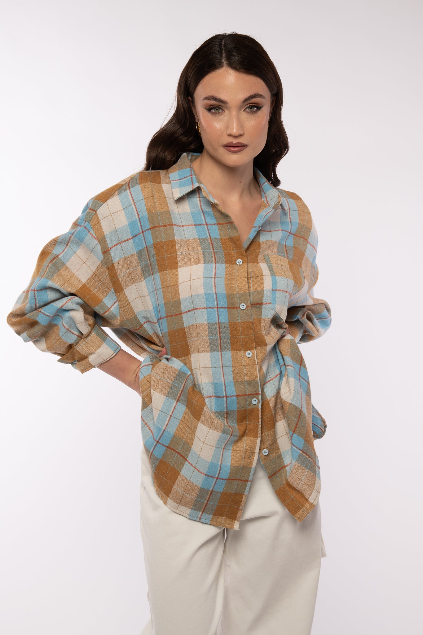 Camicia ‘QUADRI 65%COTONE’ Base Azzurra