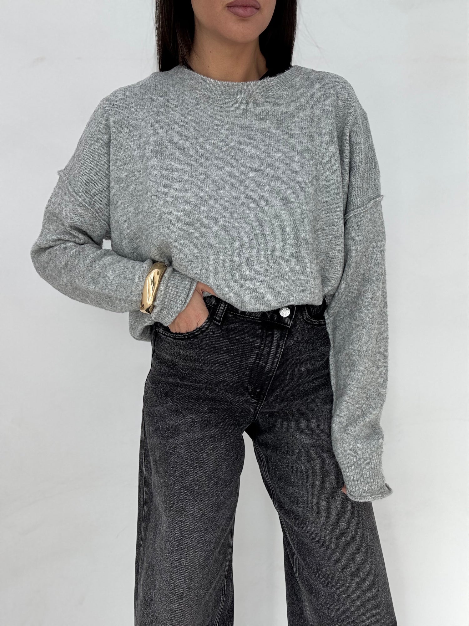 Maglione ‘BASIC CUCITURE INVERSE’ Grigio Chiaro