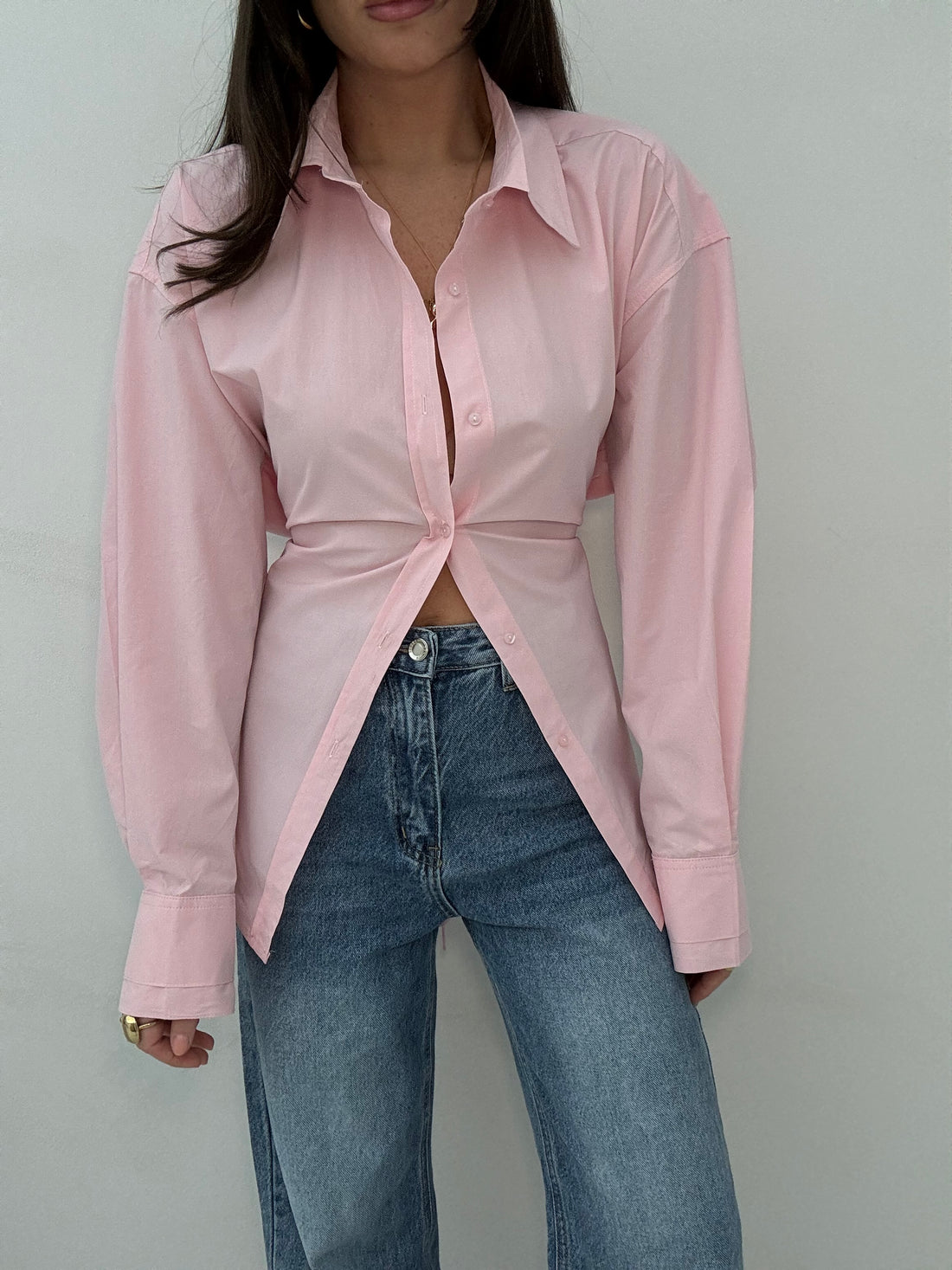 Camicia ‘100% COTONE’ con lacci Rosa