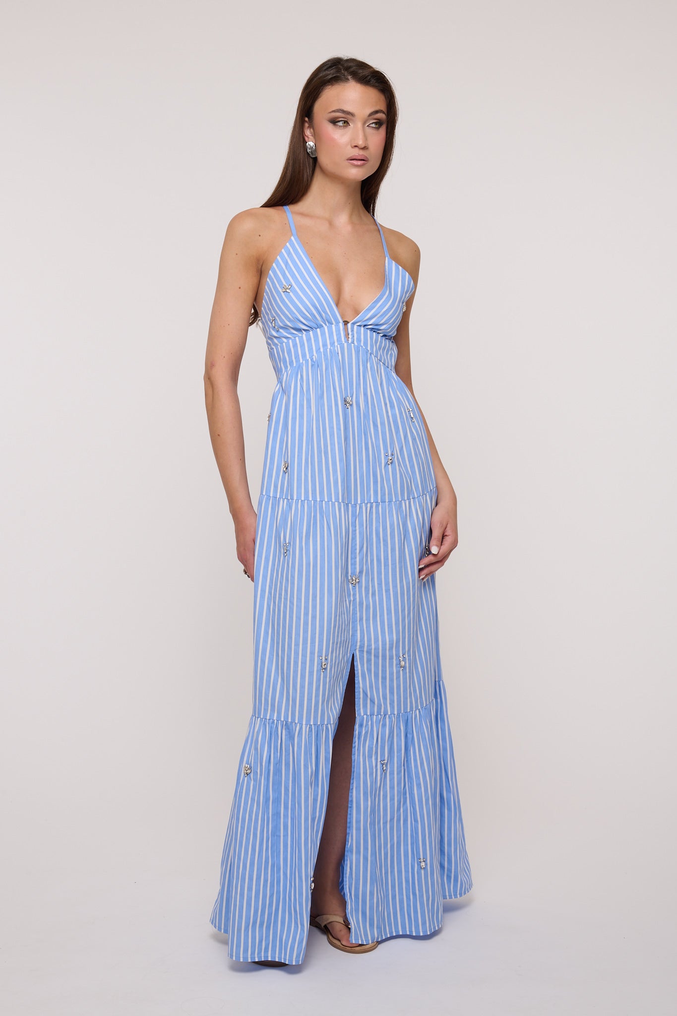 Abito ‘STRASS’ righe azzurro