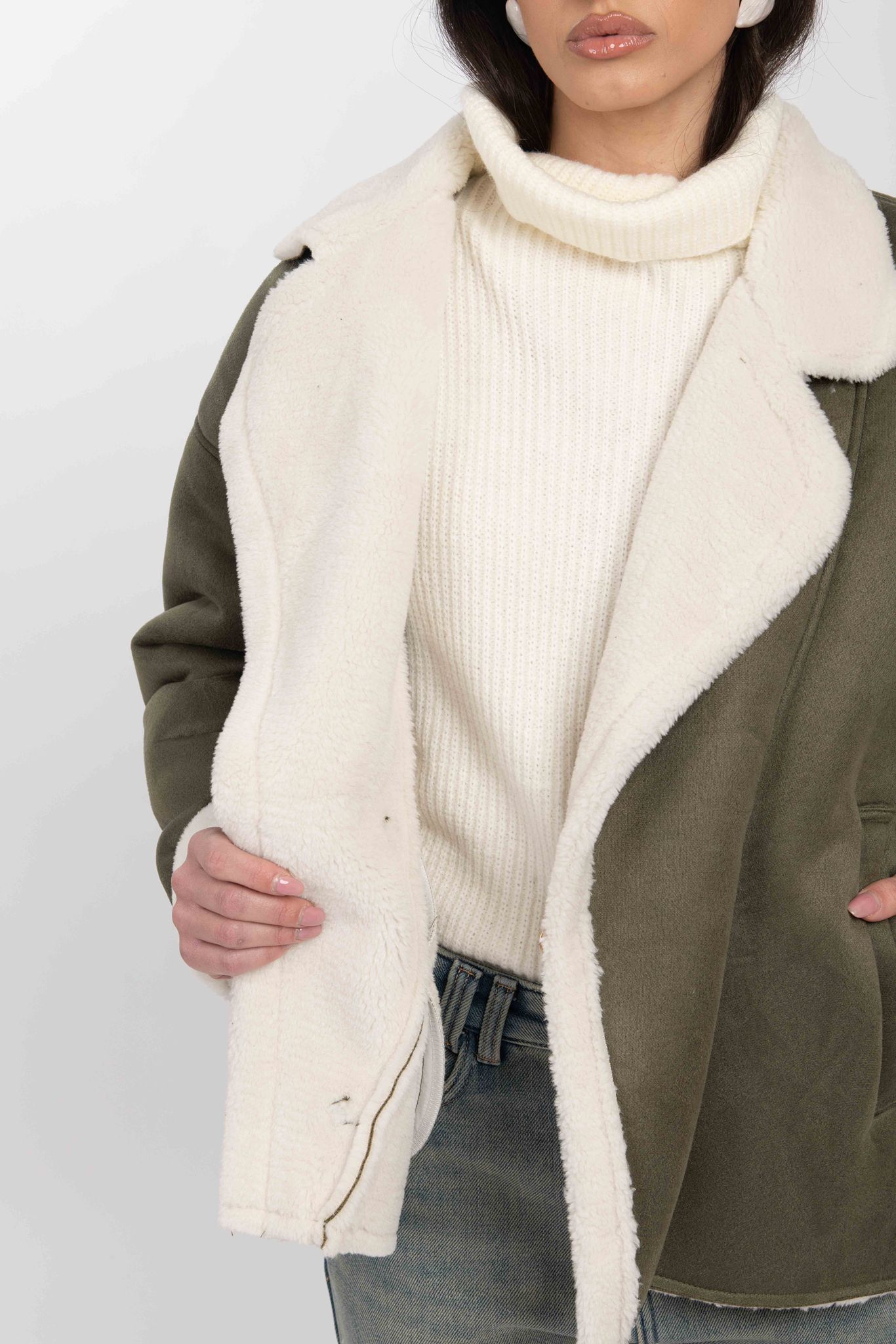 Montone ‘SUEDE e PELLICCIA’ Verde Militare