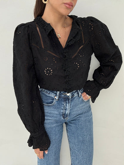 Camicia ‘PIZZO SANGALLO’ Nera