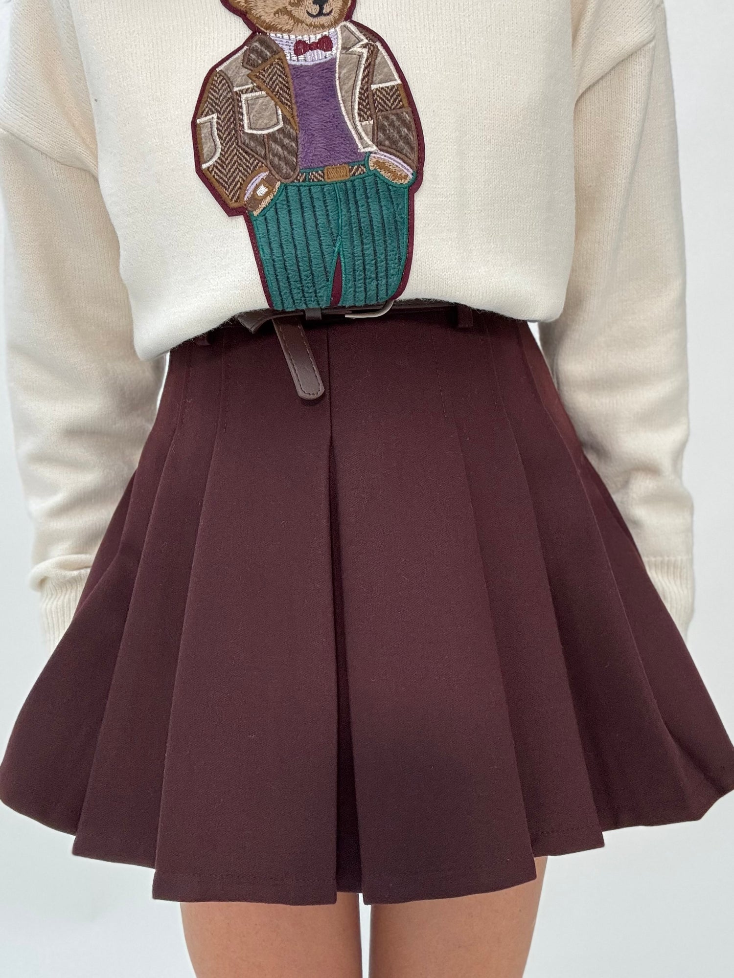 Gonna/Pantaloncino ‘PLISSETTATA CON CINTURA’ Bordeaux