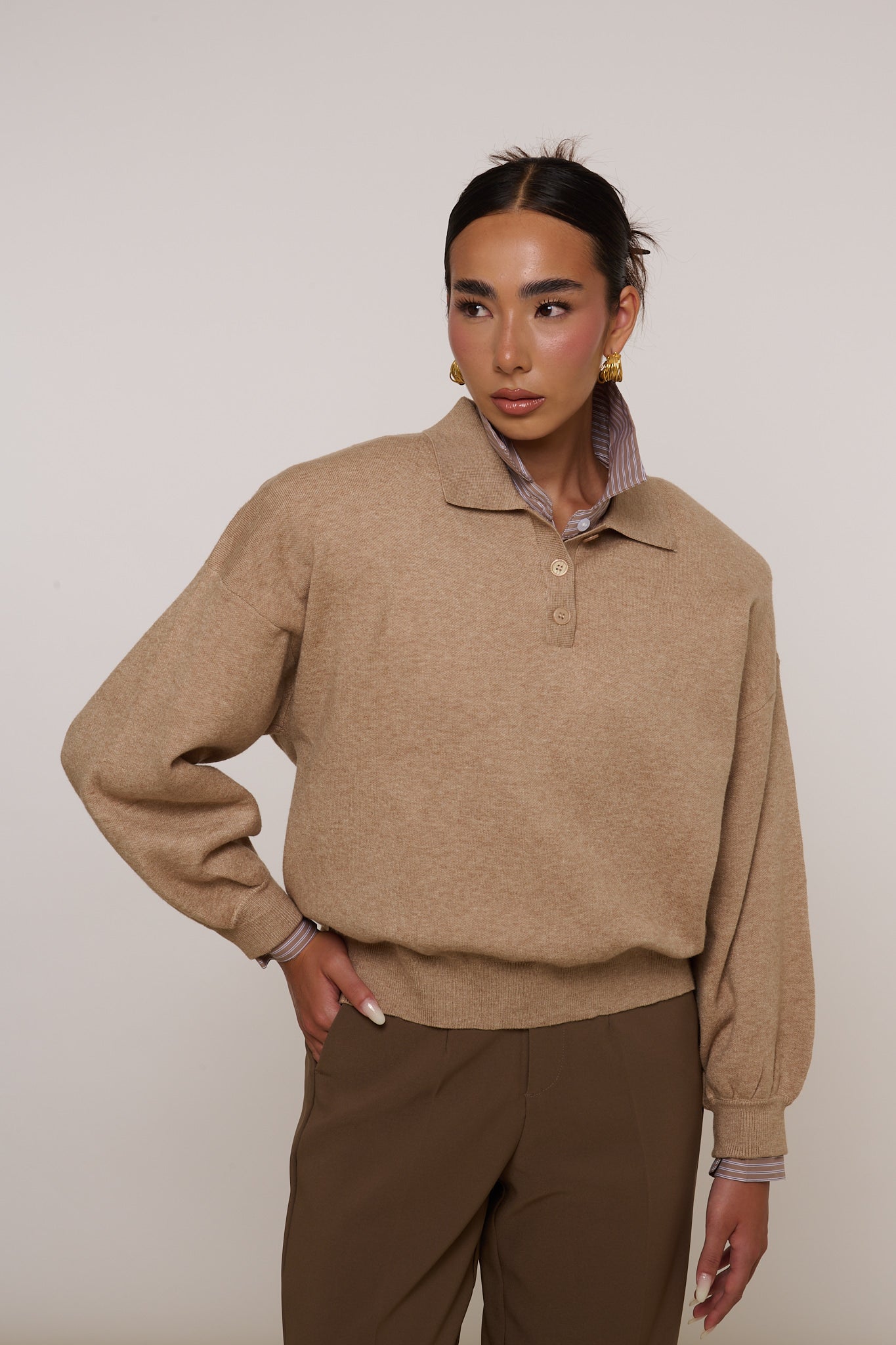 Maglione/Polo con spalline Camel