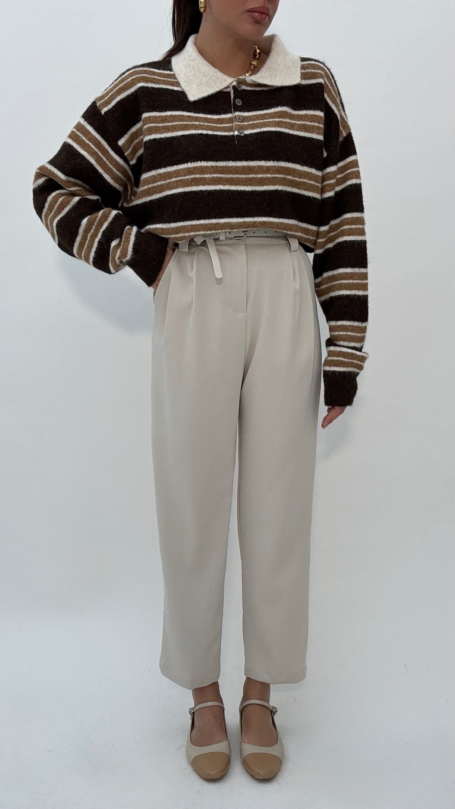 Pantalone ‘DELLA VITA’ con cintura Panna