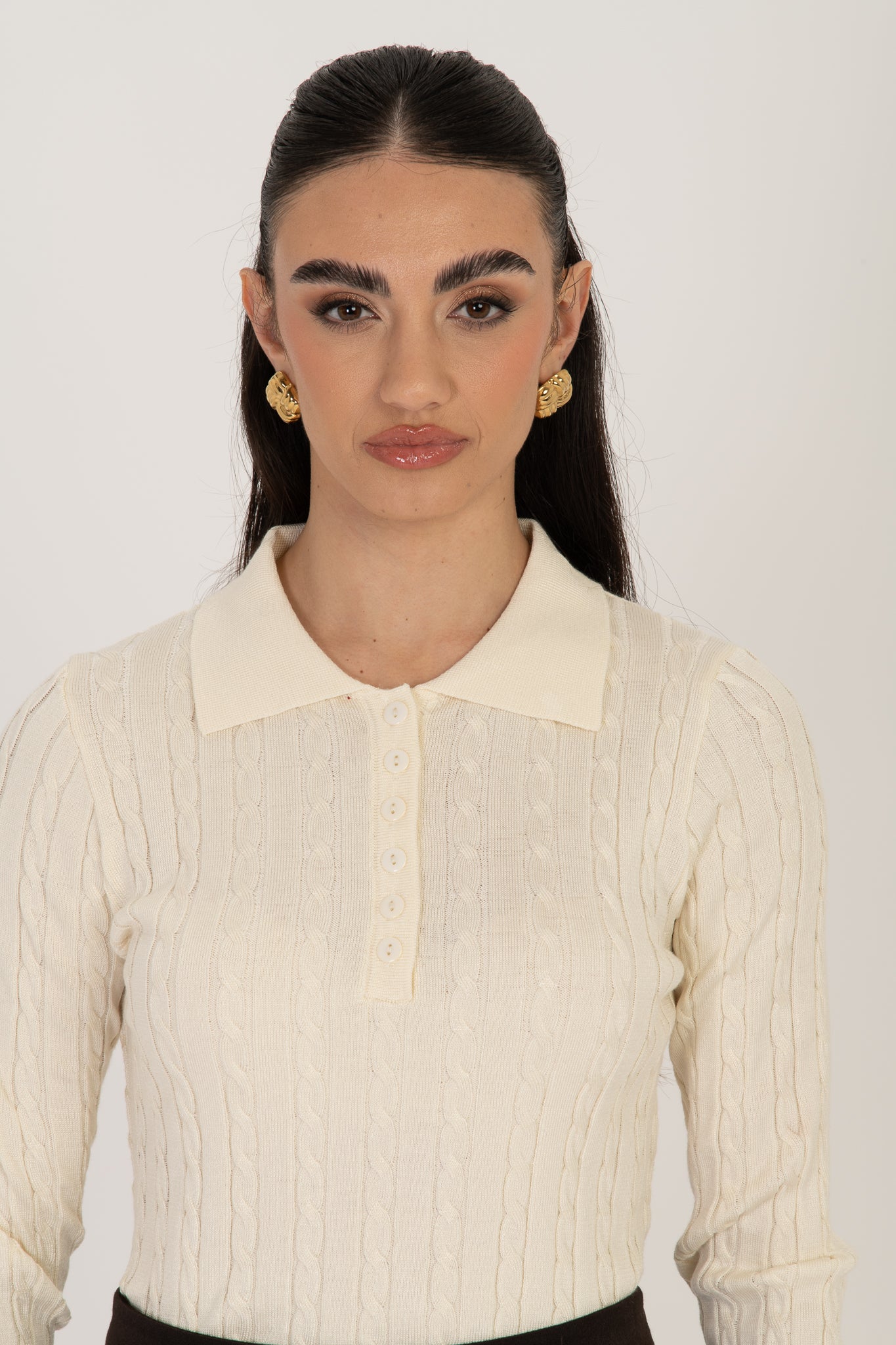 Maglia/Polo ‘TRECCE’ Panna