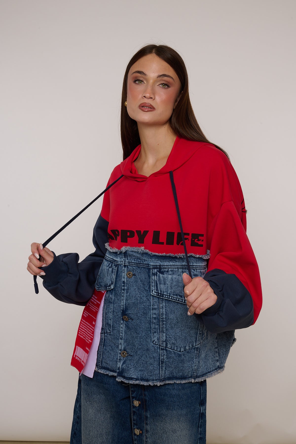 Felpa ‘DOUBLE’ Denim e Rosso