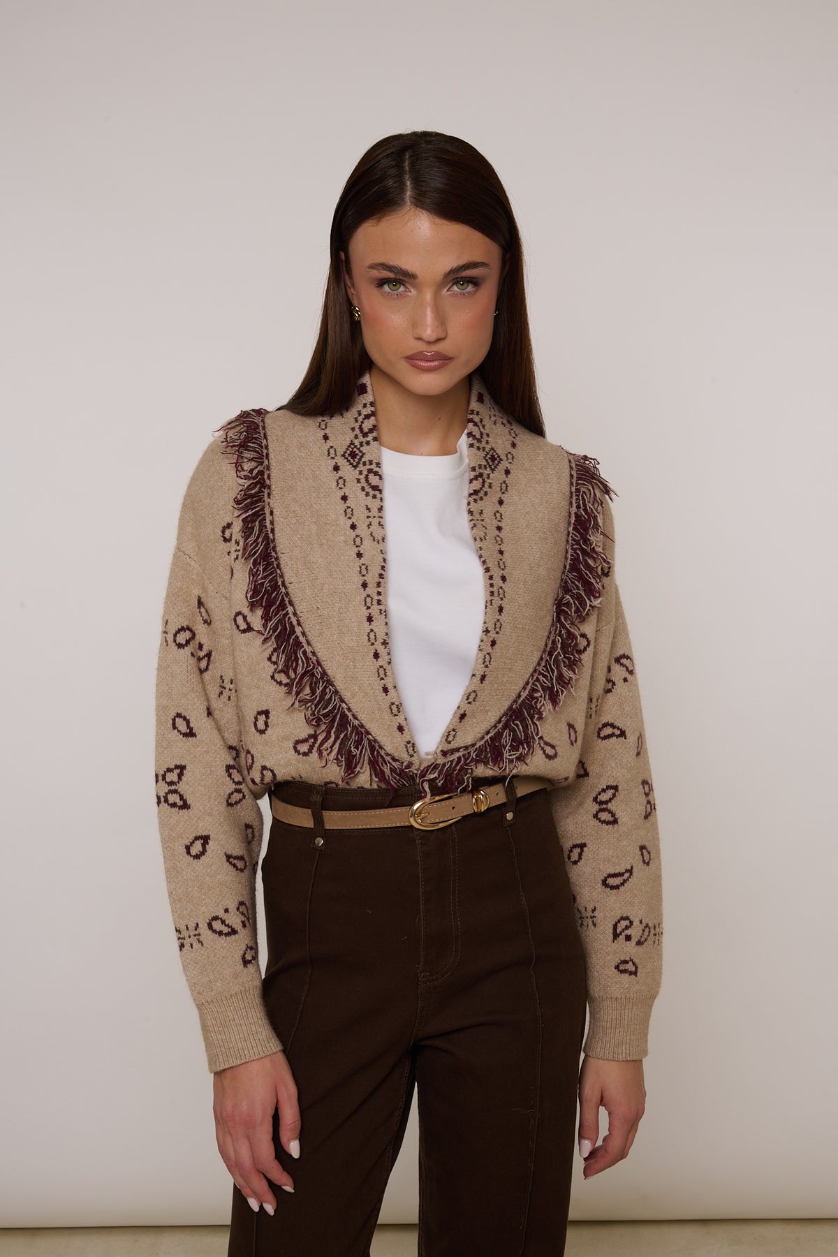 Cardigan ‘FANTASIA BANDANA’ Camel