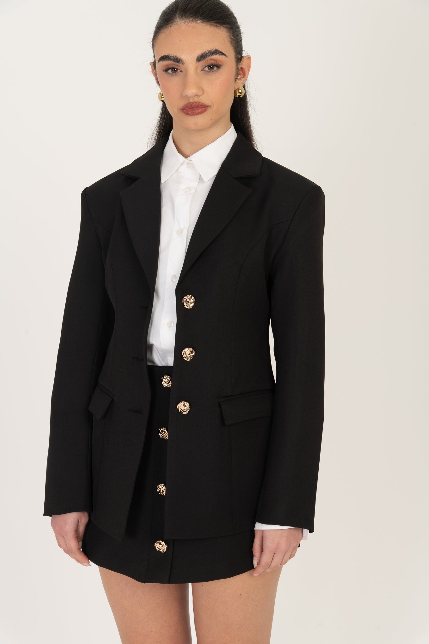 Coordinato avvitato ‘BOTTONI ORO’ Nero