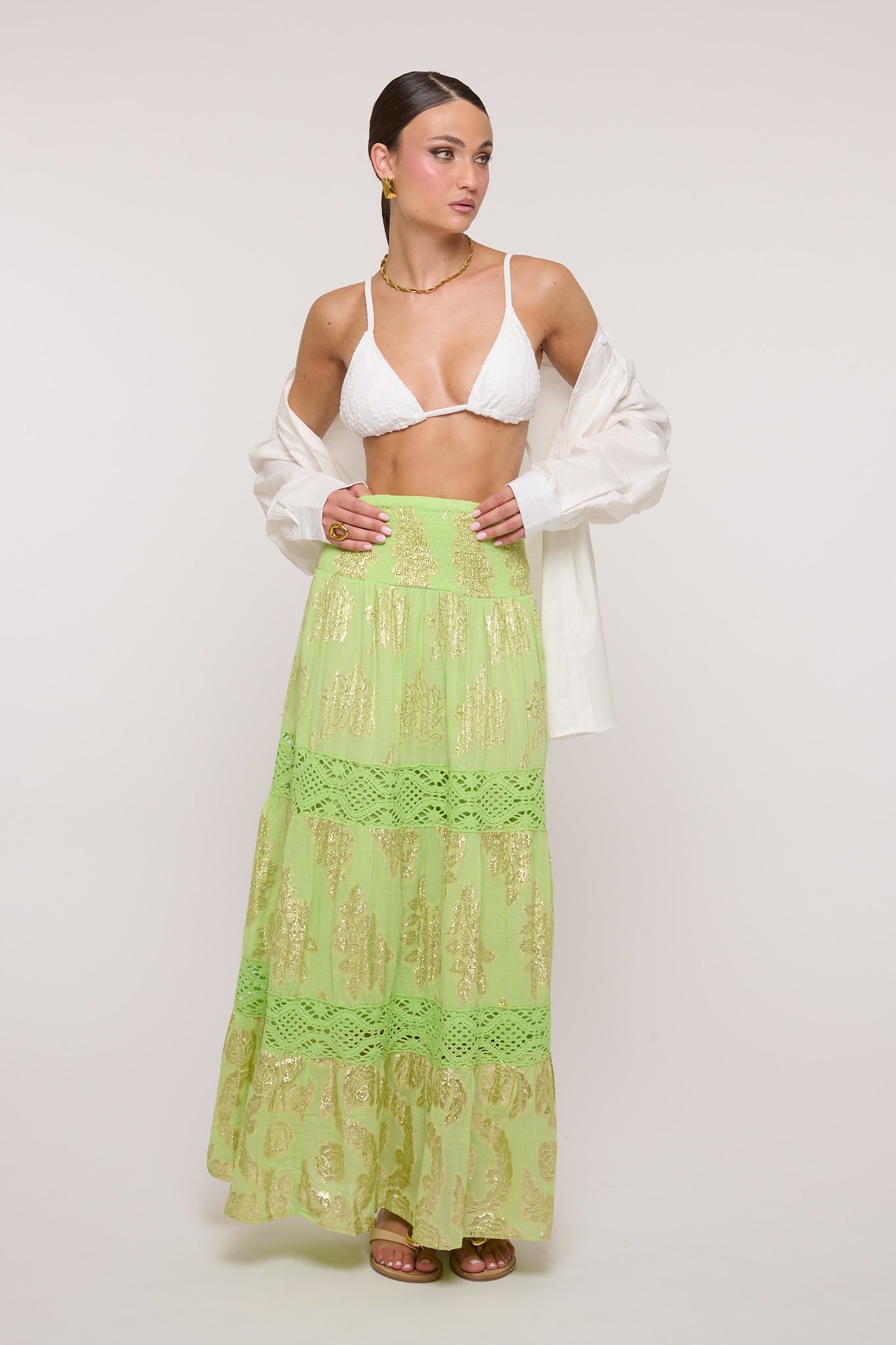 Gonna ‘100% COTONE’ Fantasia Indiana Verde