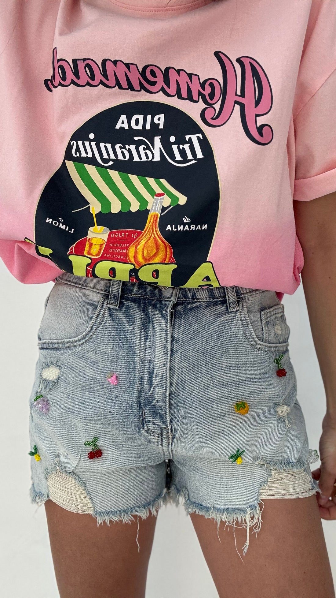 Pantaloncino ‘FRUIT’ in denim