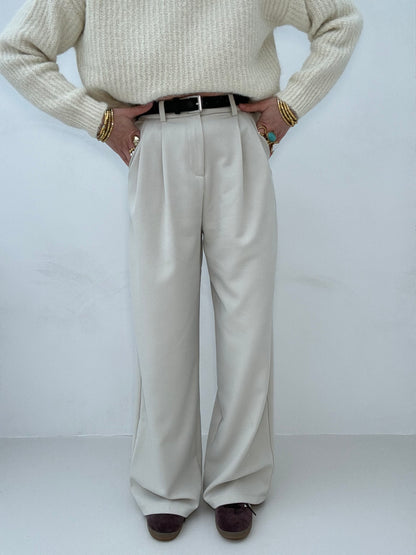 Pantalone ‘CLASSIC’ con cintura Panna