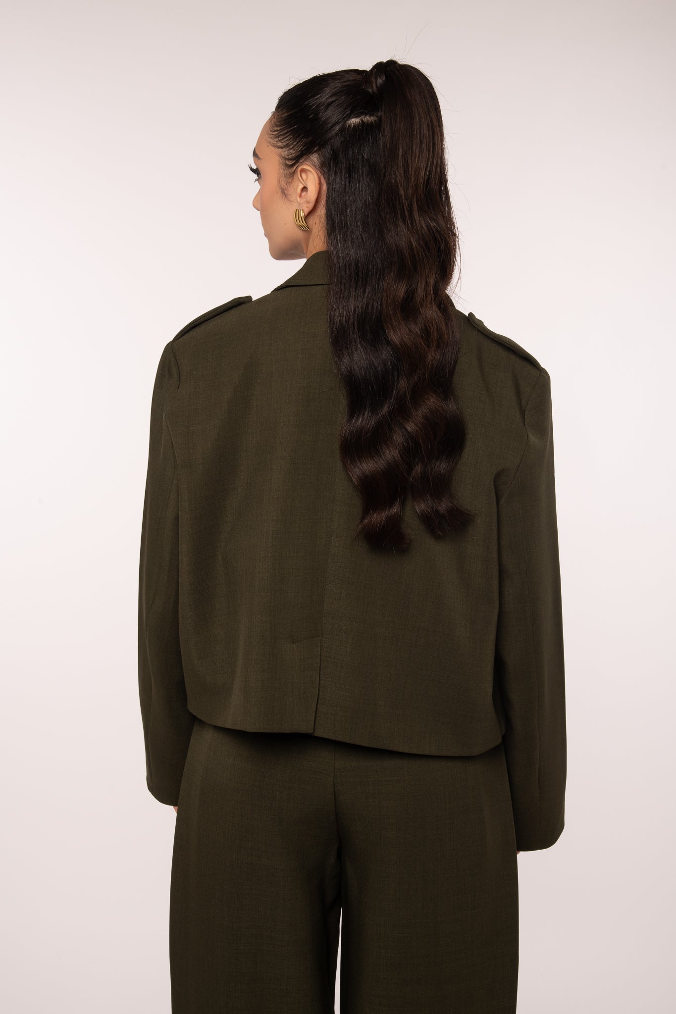 Blazer ‘BROOKLYN’ Crop Verde Militare