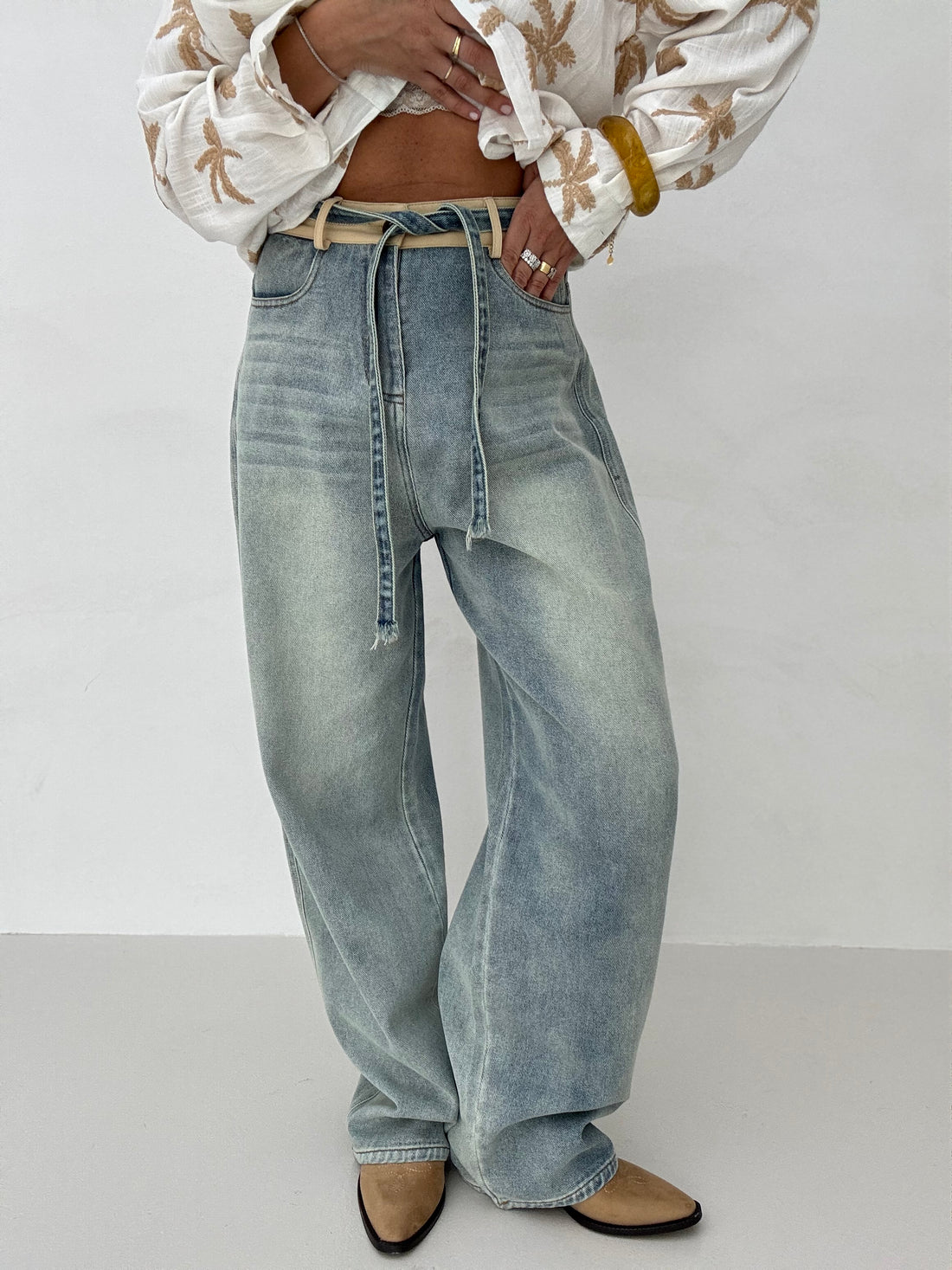 Jeans ‘BANDA BEIGE E LACCETTO’ Denim Slavato