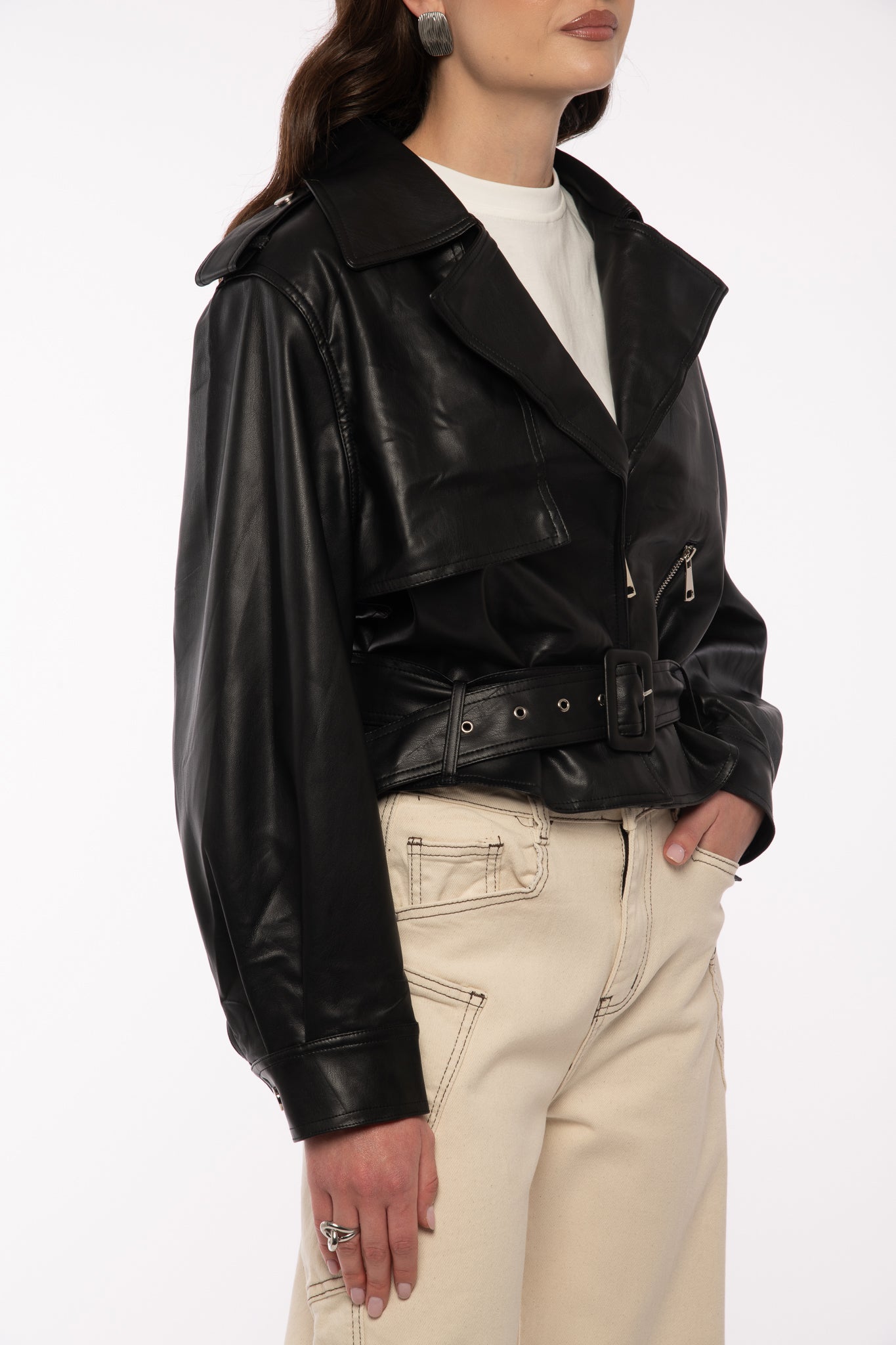 Trench crop ‘ECOPELLE’ Nero