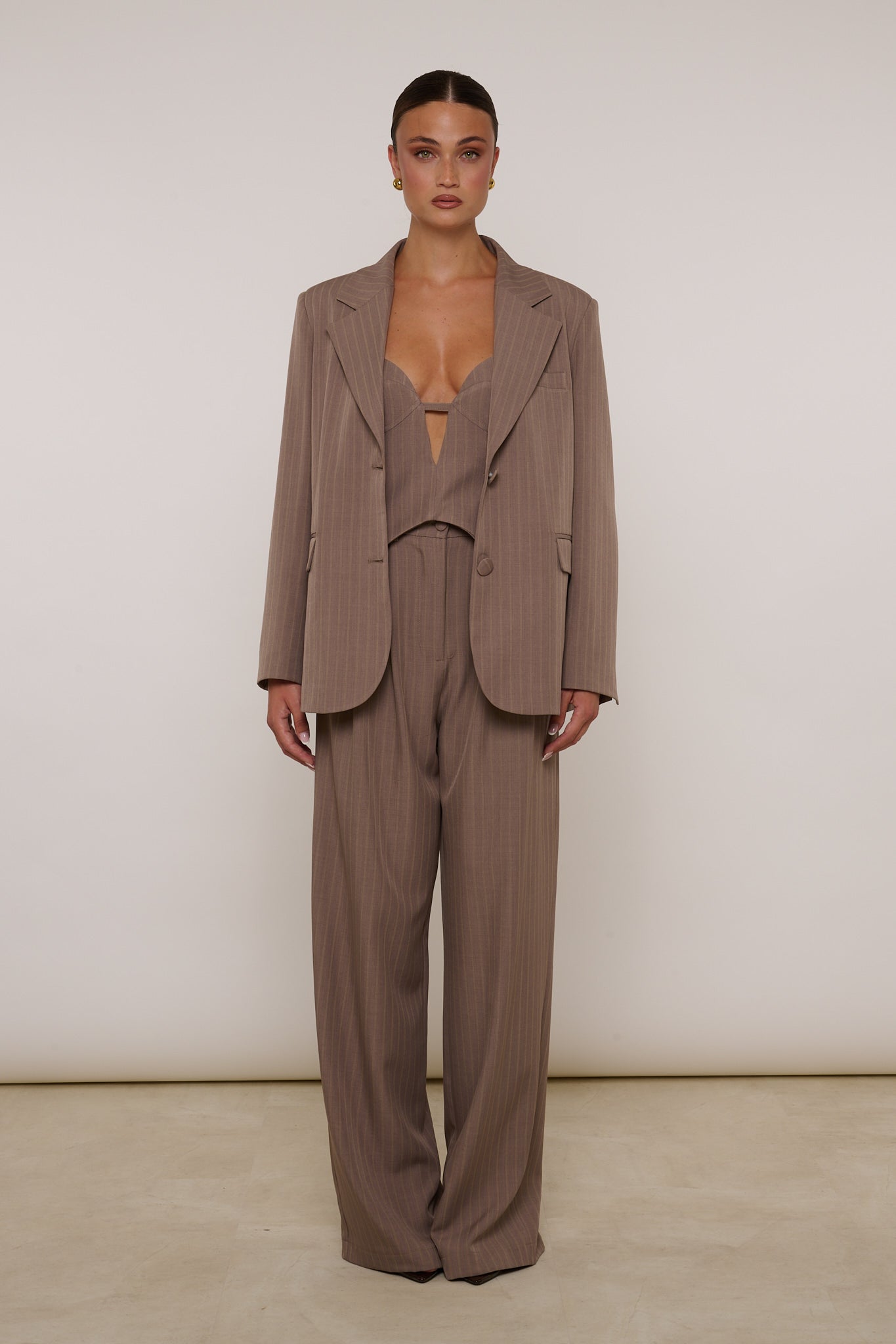 Tailleur ‘TRE PEZZI 3&33’ Gessato Fango