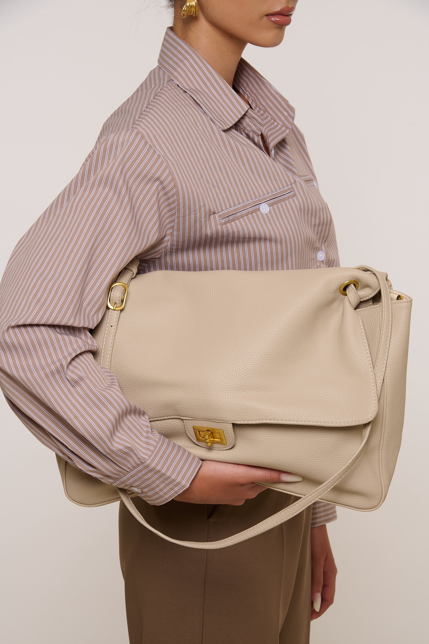 Borsa ‘MAXI’ in ecopelle Panna