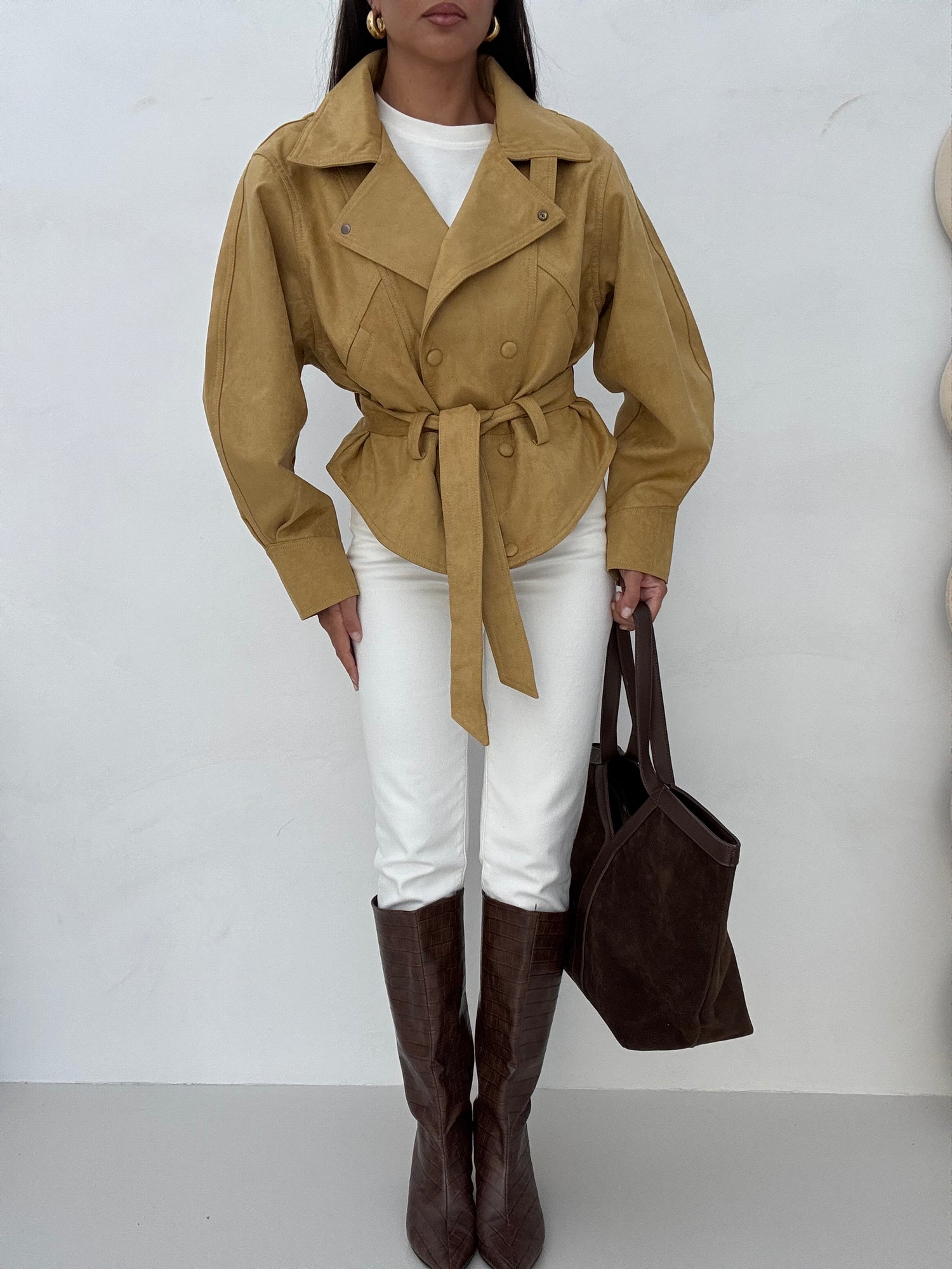 Jeans ‘SKINNY’ Bianco Cuciture Cuoio