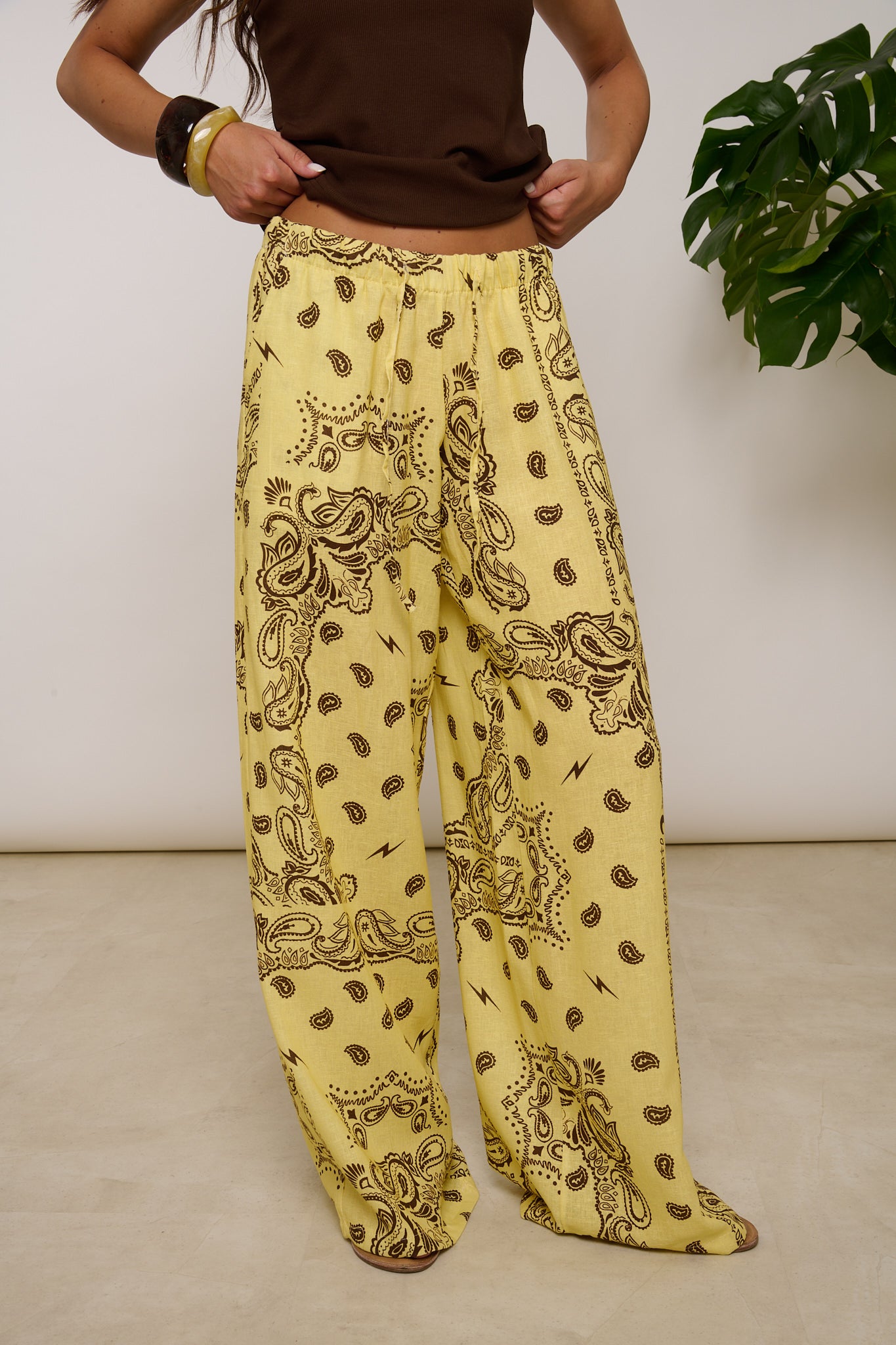 Pantalone ‘FANTASIA BANDANA’ 55%LINO Giallo