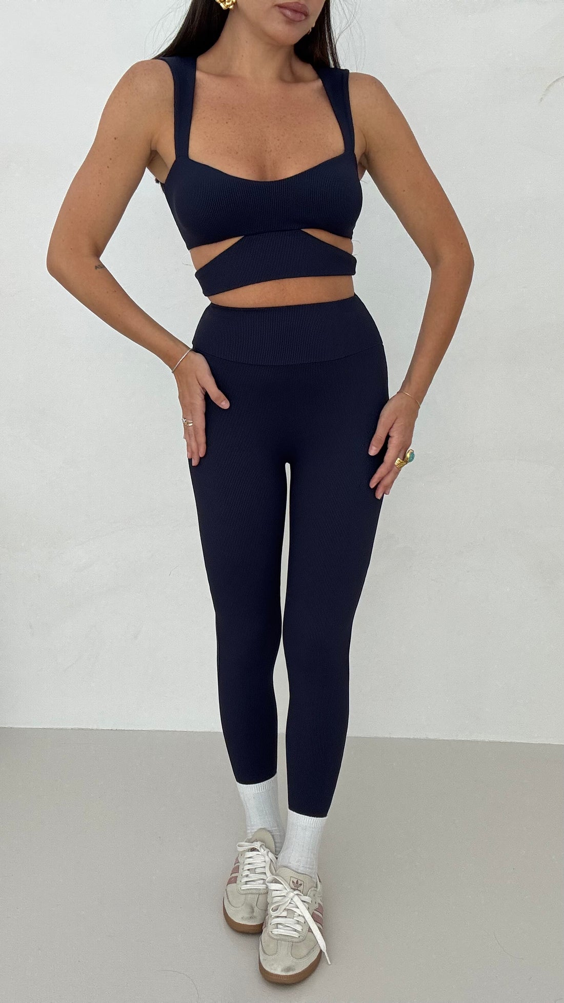 Coordinato ‘GYM’ a costine Blu Notte