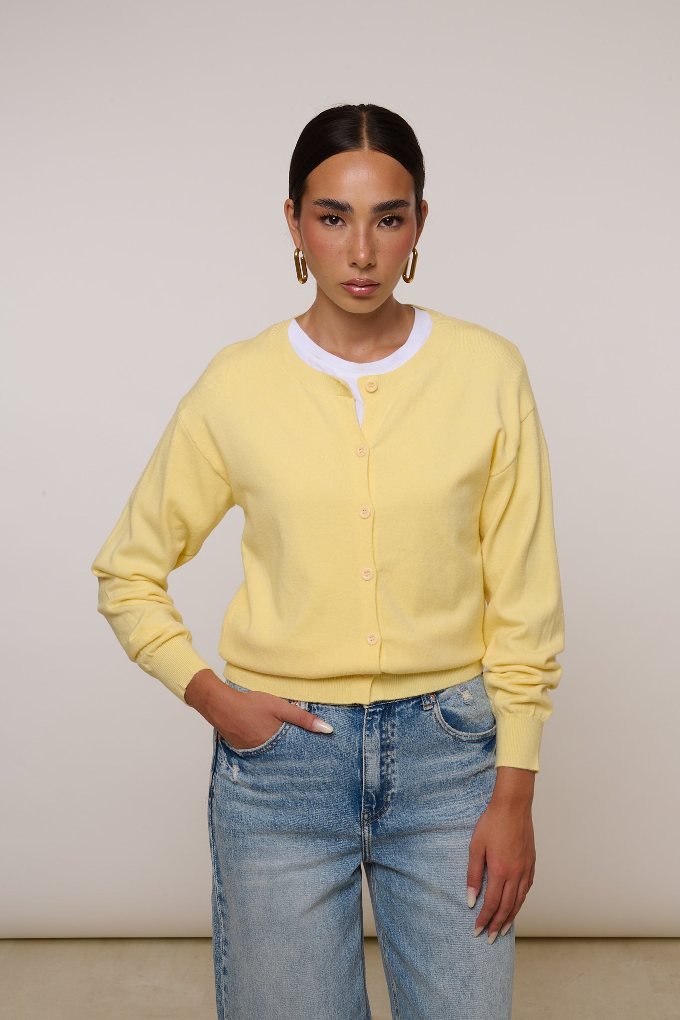 Cardigan Bottoncini ‘65% COTONE’ Giallo