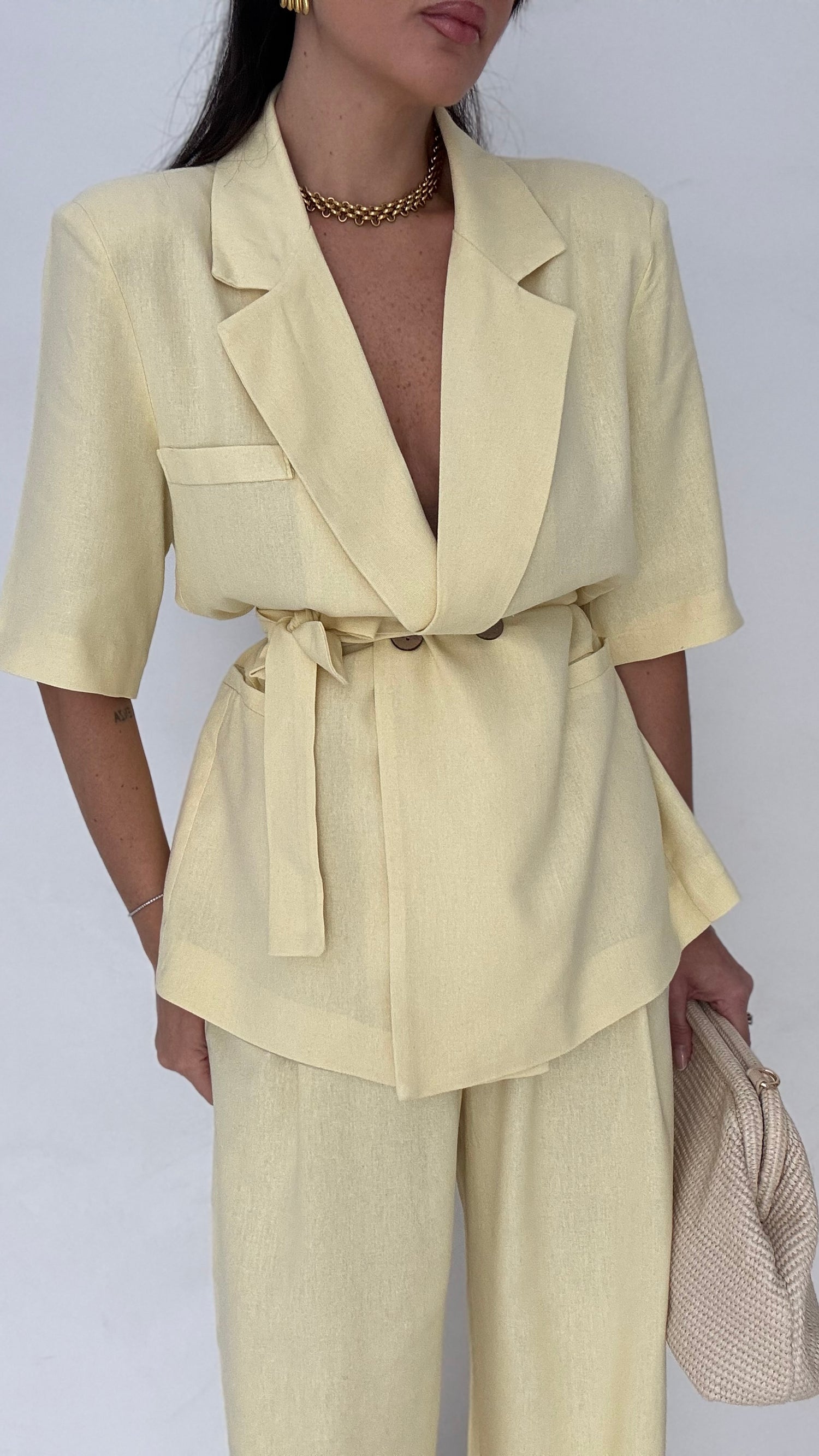 -PREORDINE-Tailleur ‘55% LINO’ Giallo