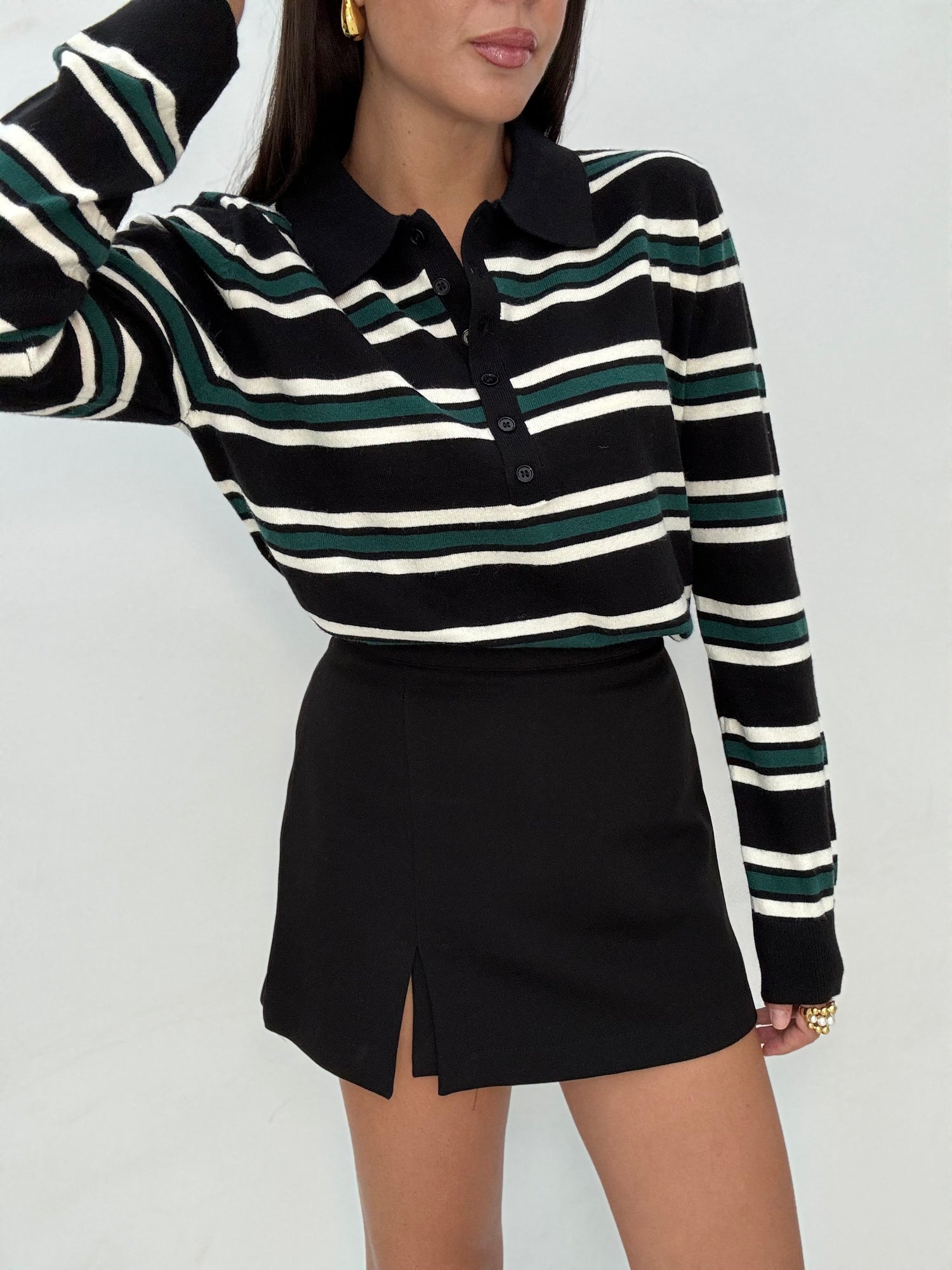 Maglia/Polo ‘RIGHE’ Nero e Verde