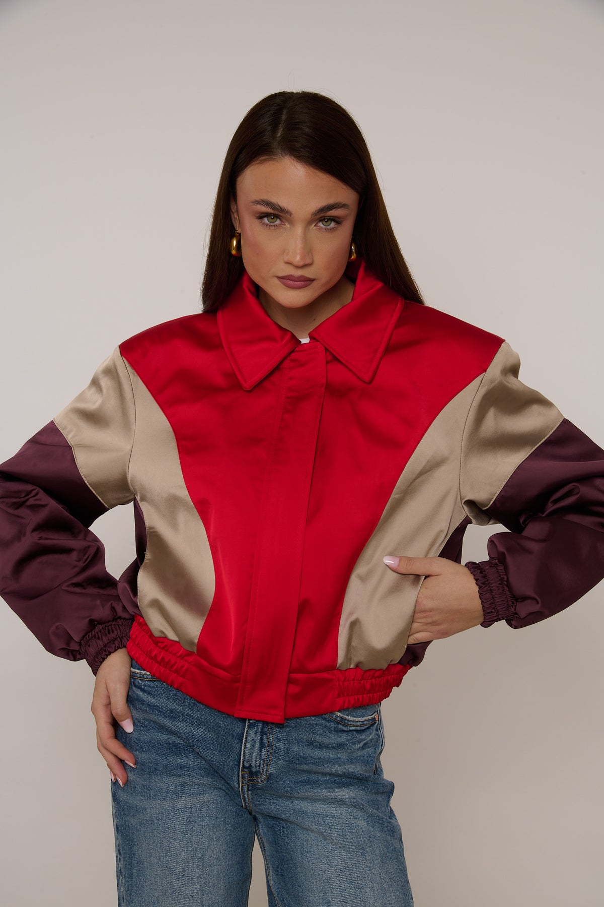 Bomber ‘SATIN’ By Lumina base Rossa