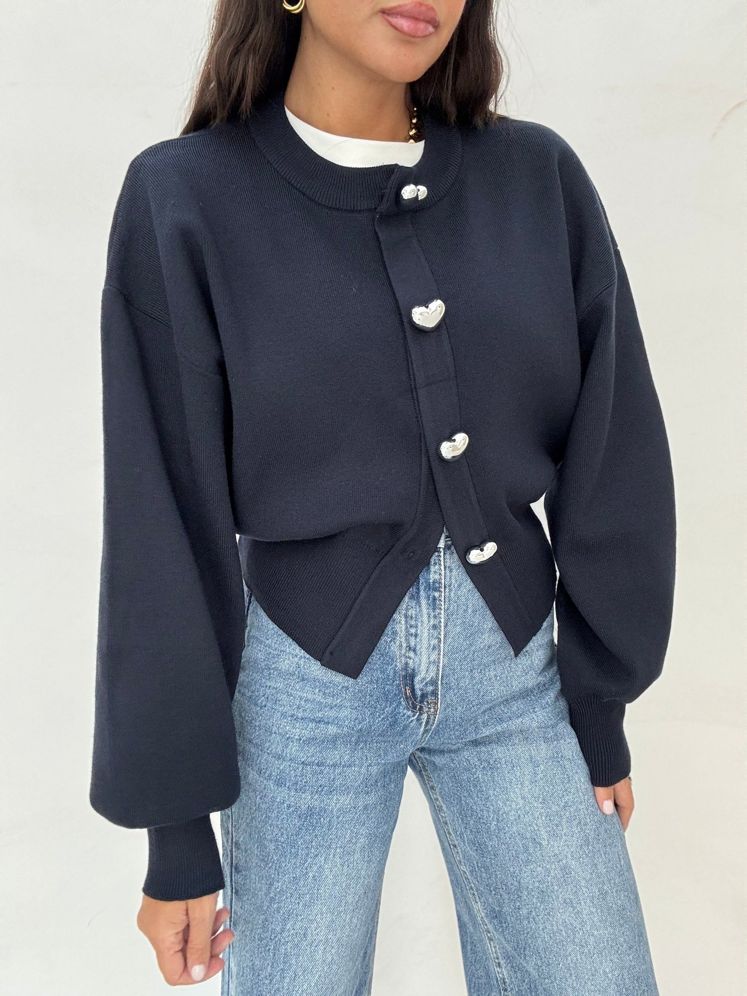 -PREORDINE- il prodotto verrà spedito giovedìCardigan ‘CUORI’ Blu Notte