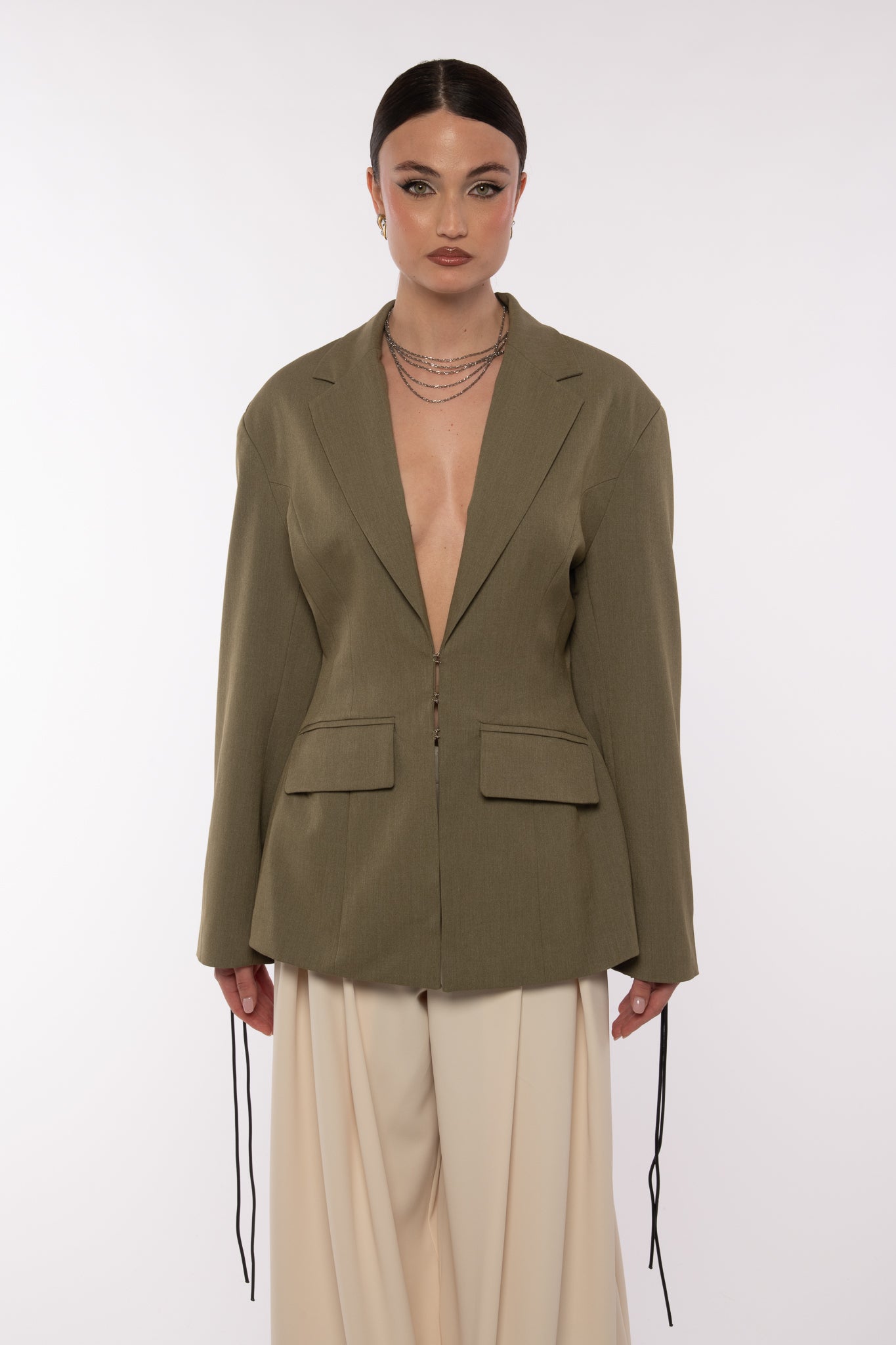 Blazer ‘LA VIA’ con stringhe Verde Militare
