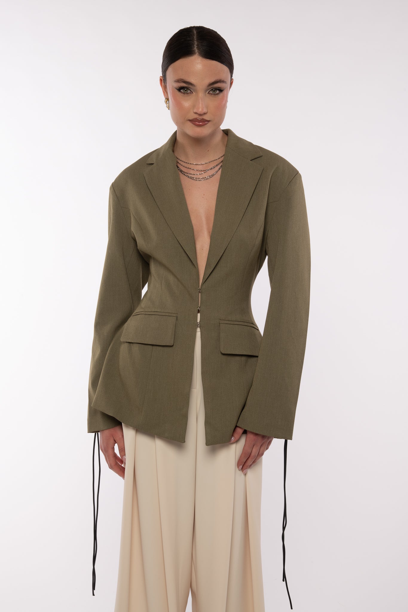 Blazer ‘LA VIA’ con stringhe Verde Militare