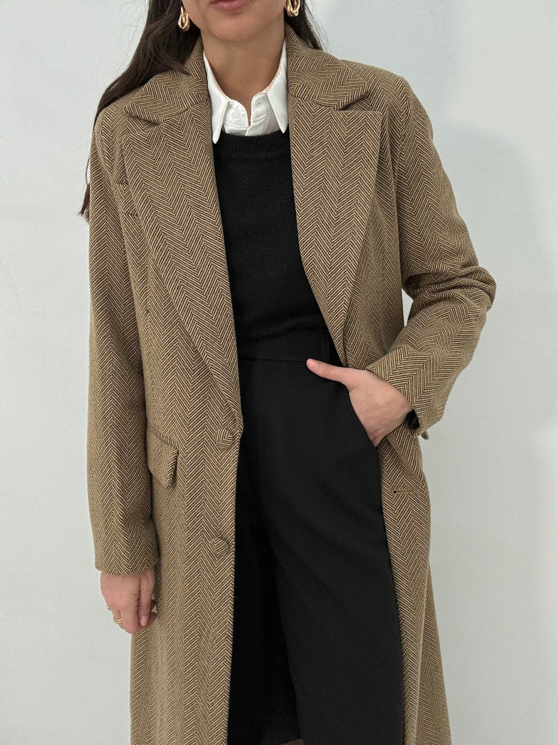 Cappotto ‘ODETTE 3&amp;33 COLLECTION’ spigato Camel