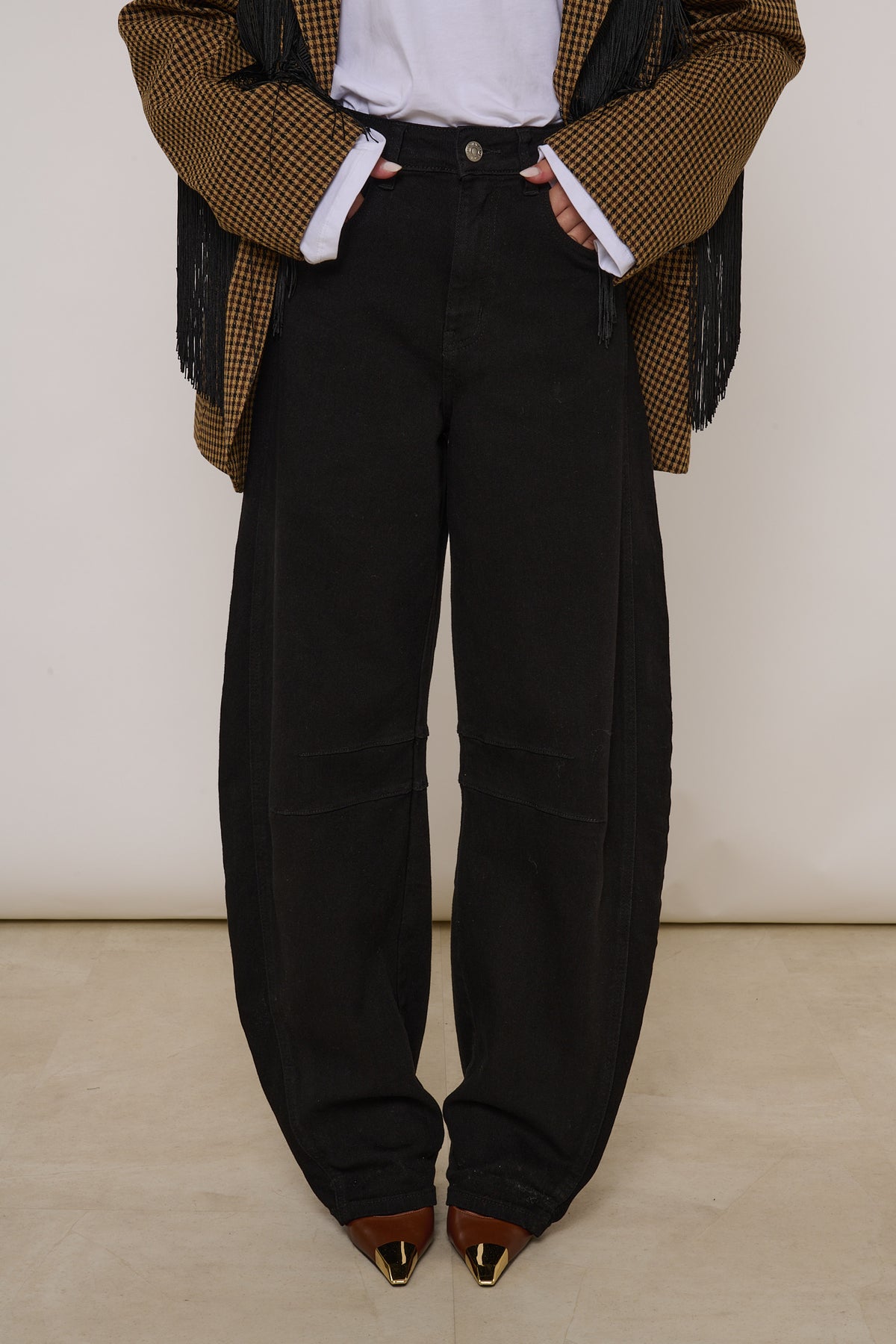Jeans ‘BARREL 2.0 ’con cuciture Nero