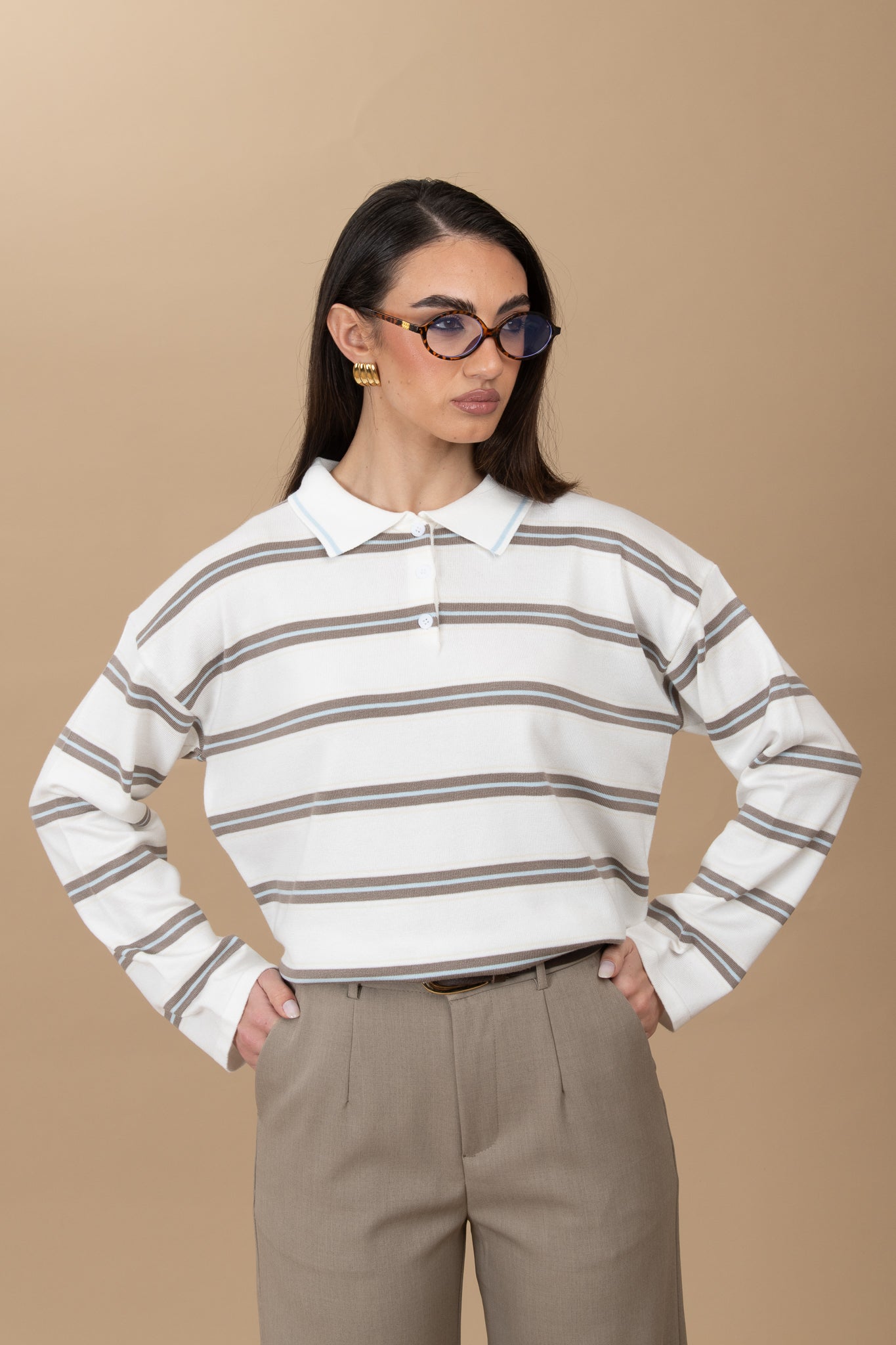 Maglia/Polo ‘DOPPIE RIGHE’ Base Bianca