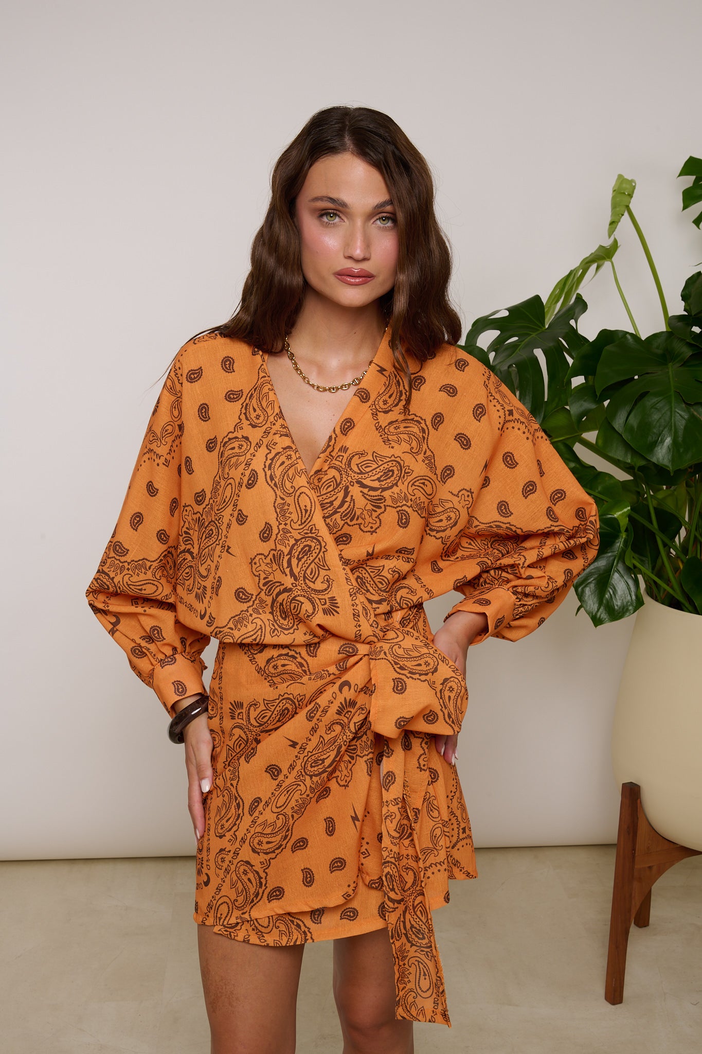 Abito Portafoglio ‘FANTASIA BANDANA’ Arancio