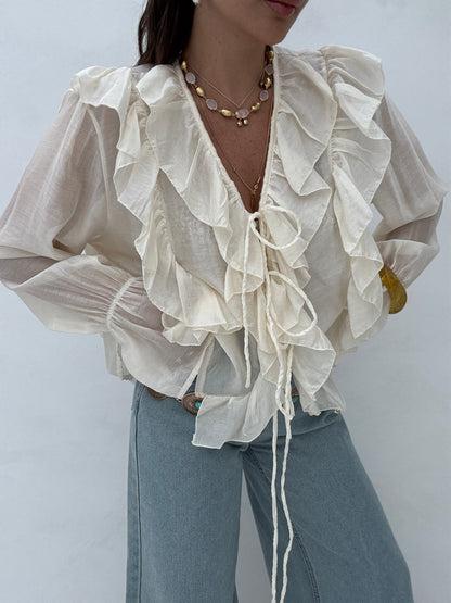 Camicia ‘ROUCHES E FIOCCHETTI’ Burro