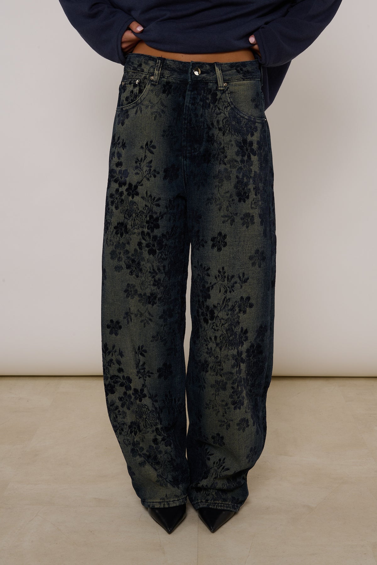 Jeans ‘MINI FIORI IN VELLUTO’ Denim Scuro