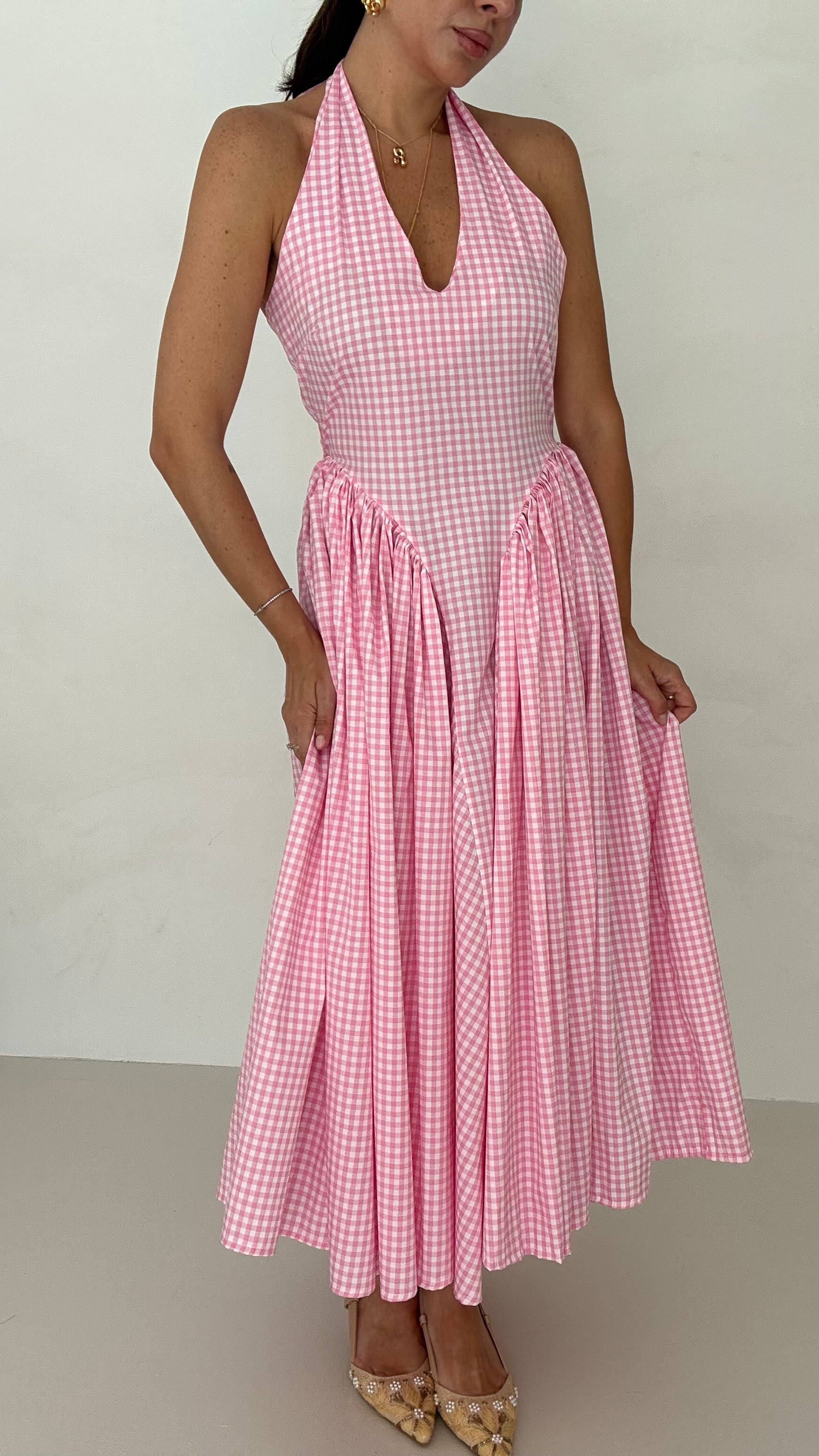 Abito ‘QUADRI 42% COTONE’ Rosa