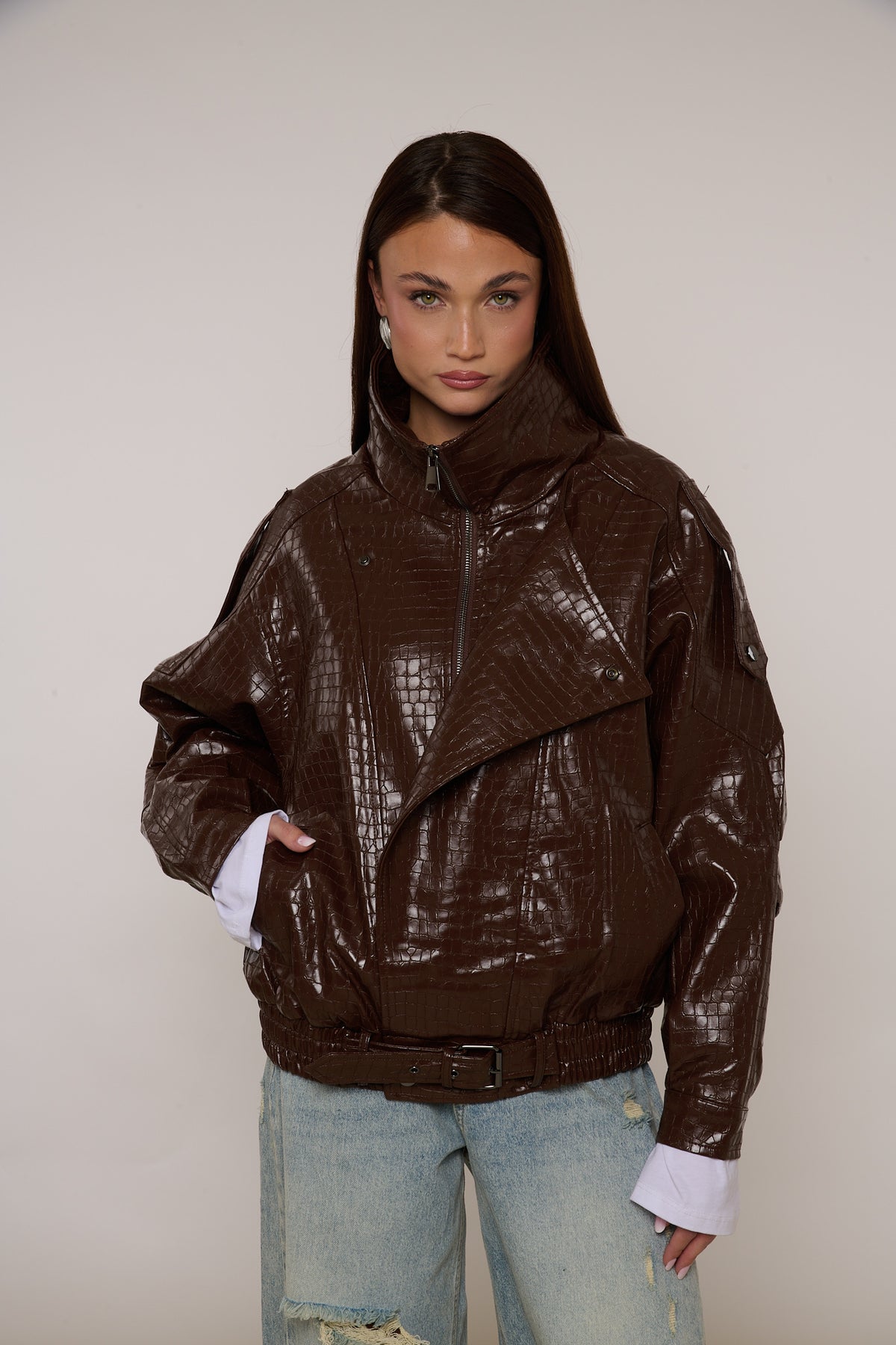 Bomber cocco ecopelle Cacao