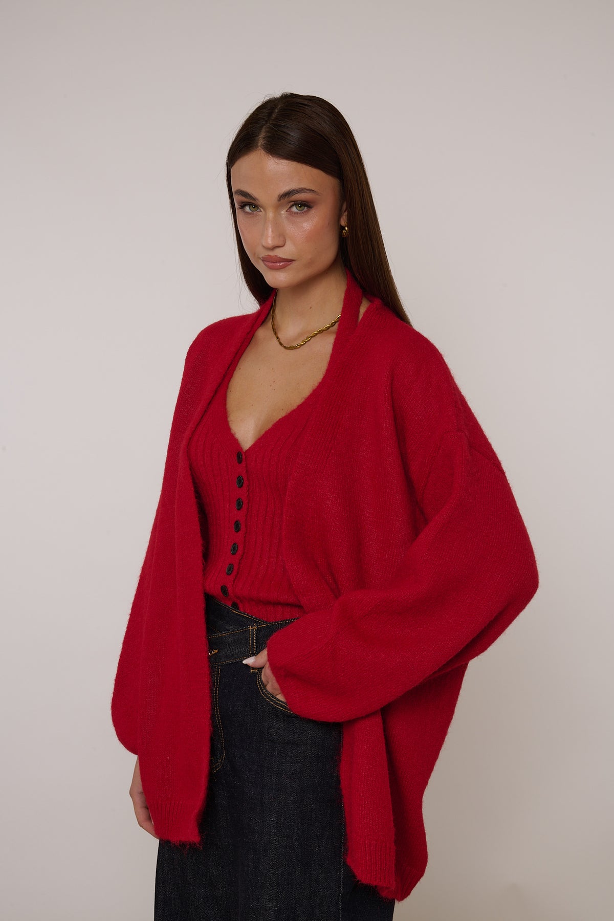 Cardigan+Top Bottoncini Rosso