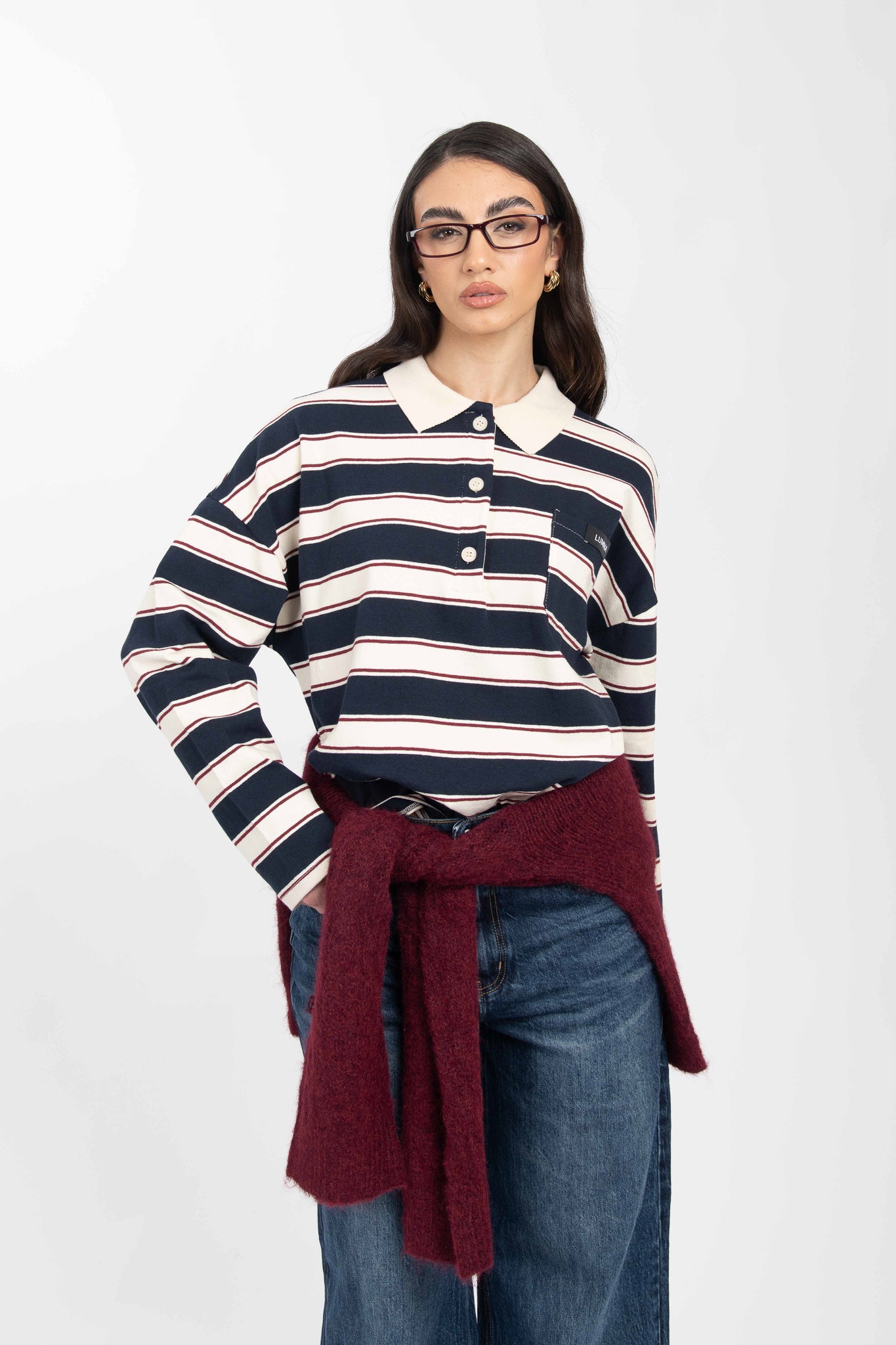 Maglia/Polo righe Blu Notte e Panna By Lumina