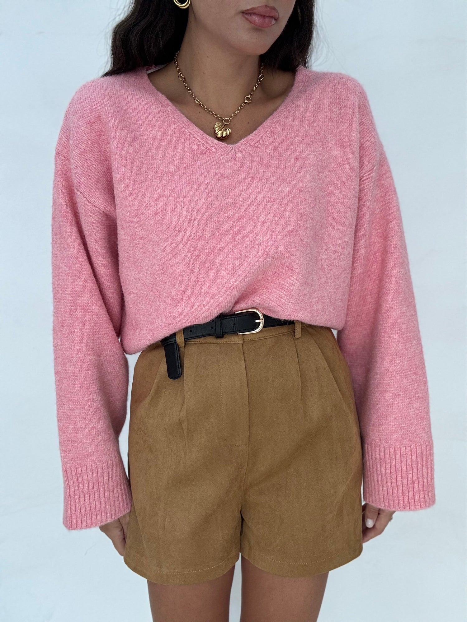 Maglione ‘20% LANA SCOLLO V’ Rosa Barbie