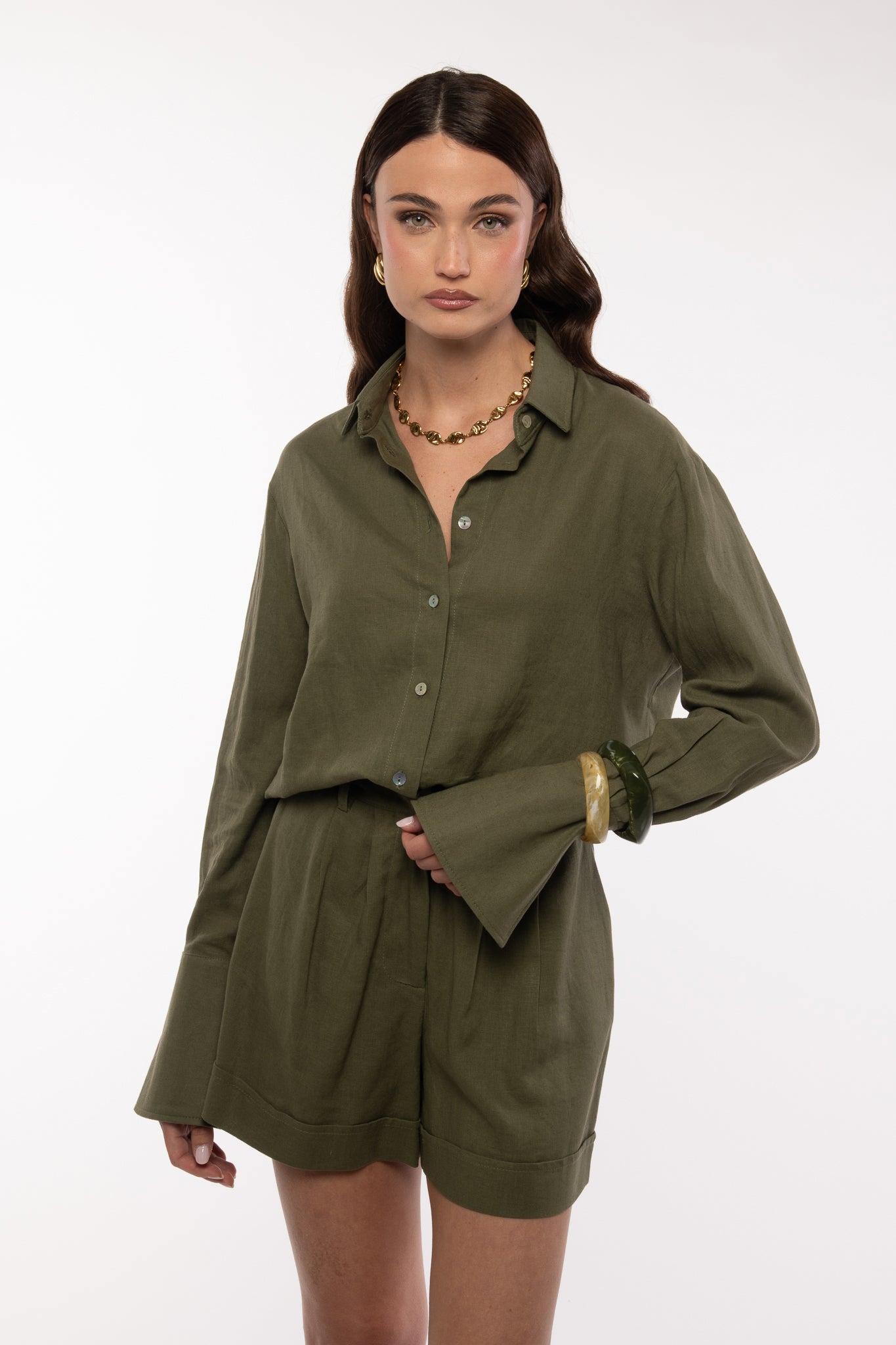 Coordinato ‘55%LINO’ ‘3&33’ Verde Militare