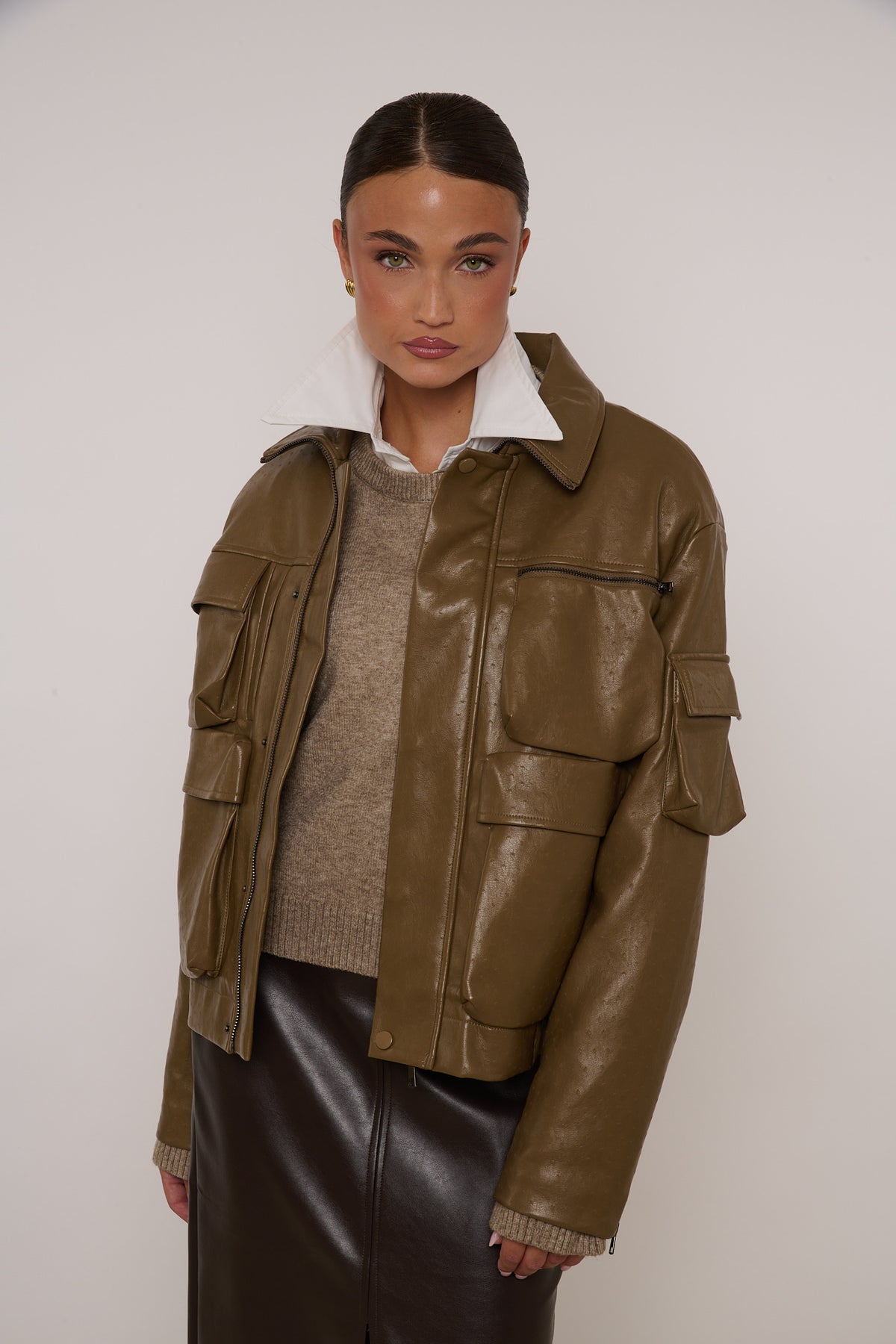 Bomber ‘TASCONI’ Ecopelle By Lumina Verde Oliva