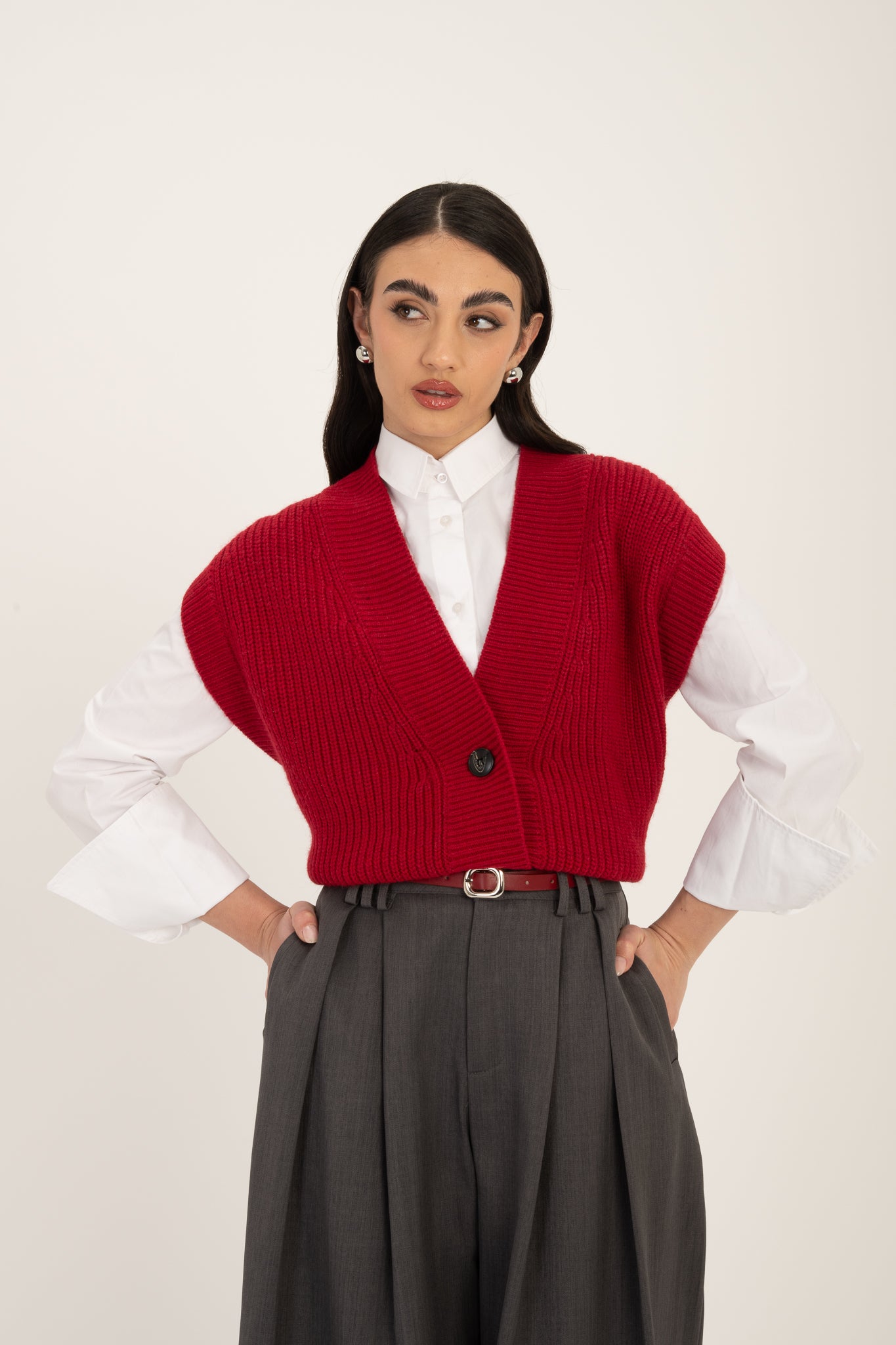 Gilet ‘BOTTONI 10%LANA’ BY LUMINA Rosso