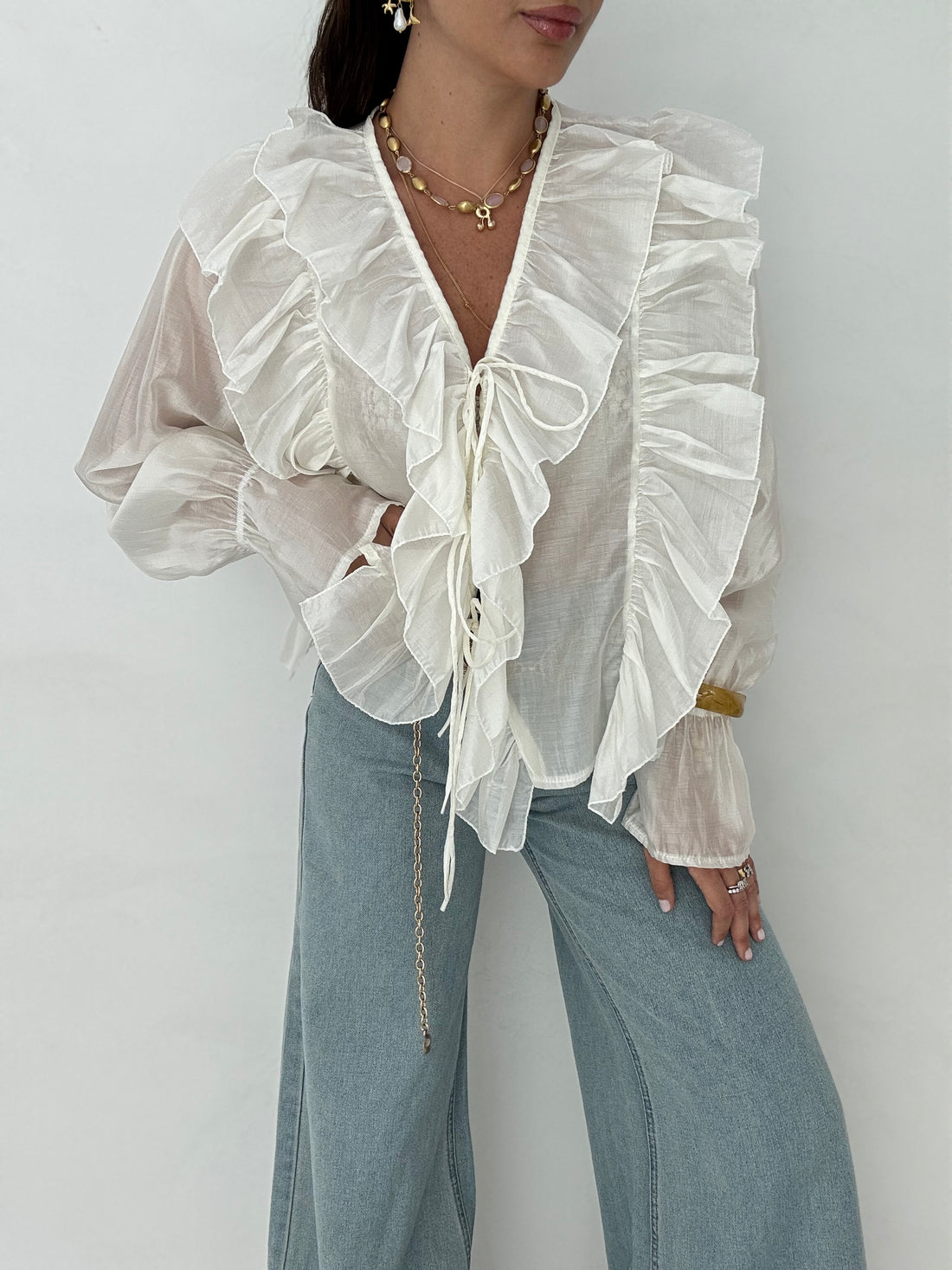 Camicia ‘ROUCHES E FIOCCHETTI’ Bianca