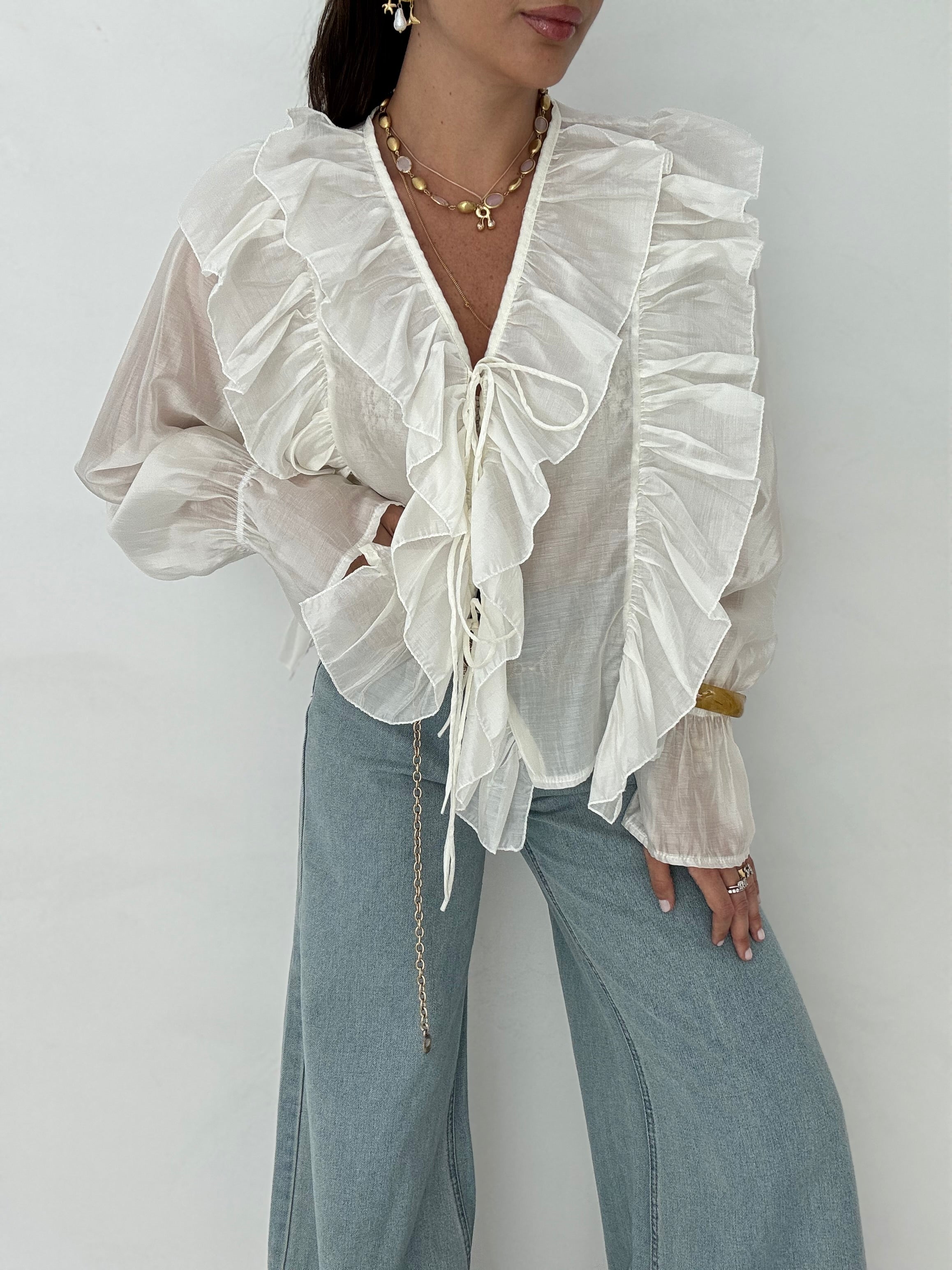 Camicia ‘ROUCHES E FIOCCHETTI’ Bianca